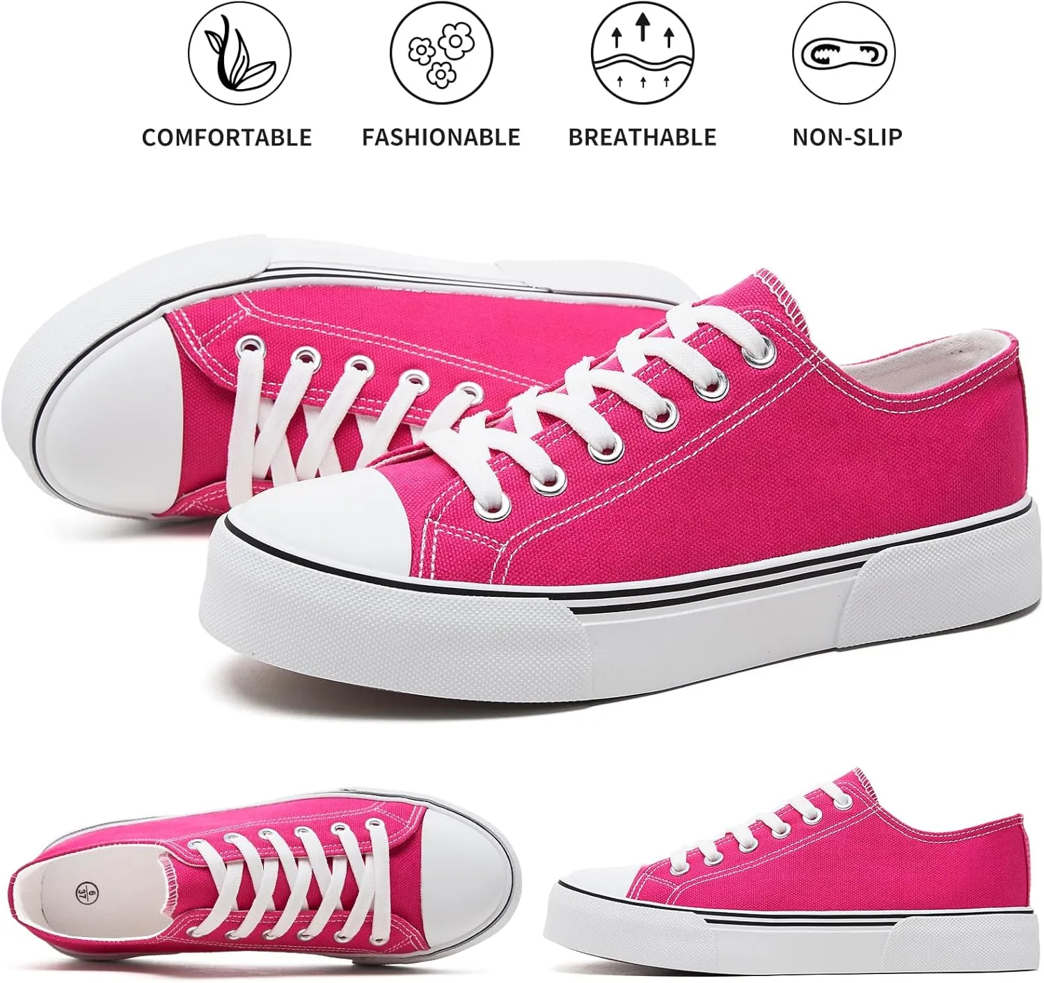 hash bubbie White Sneakers for Women Low Top Canvas Shoes Womens Canvas Sneakers Women's Fashion Sneakers Slip on Casual Tennis Shoes