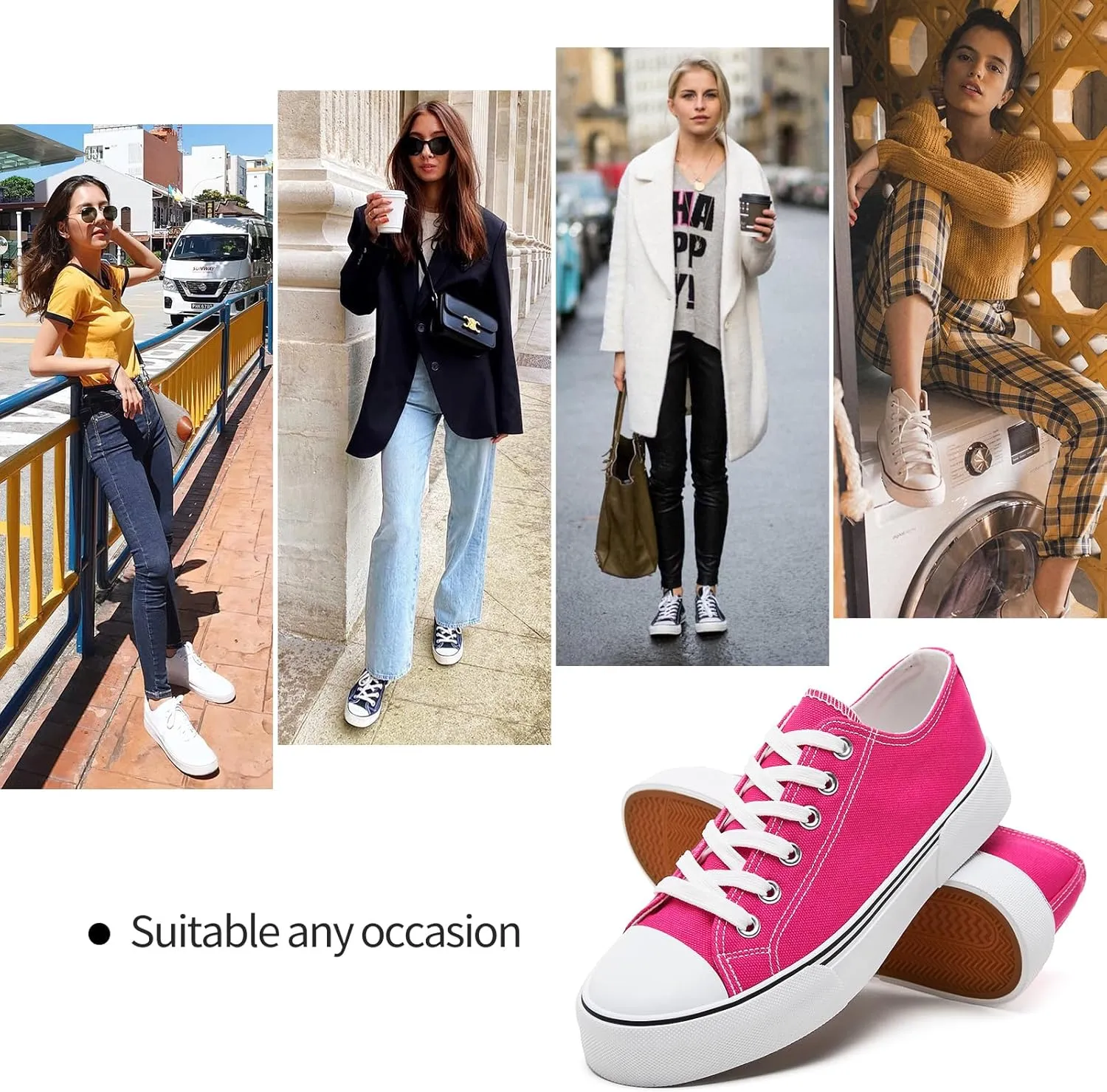 hash bubbie White Sneakers for Women Low Top Canvas Shoes Womens Canvas Sneakers Women's Fashion Sneakers Slip on Casual Tennis Shoes