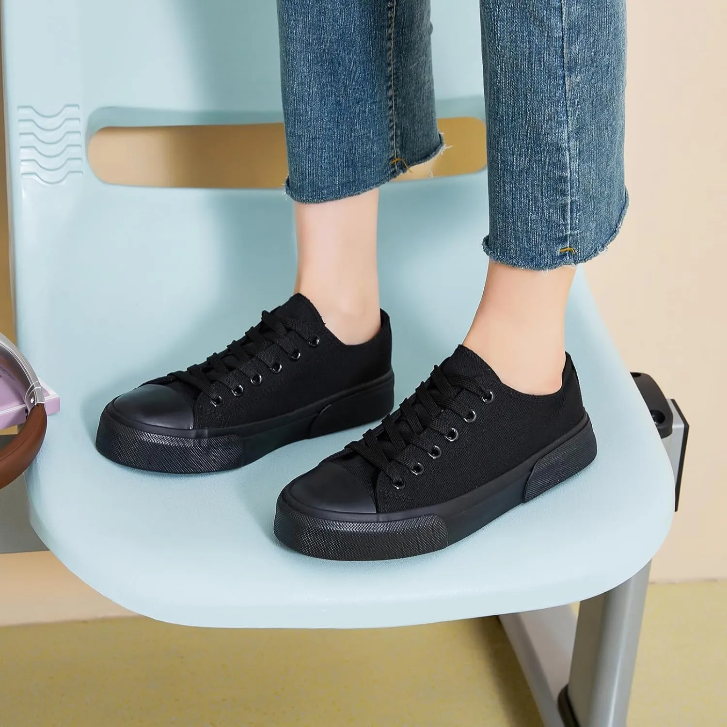 hash bubbie White Sneakers for Women Low Top Canvas Shoes Womens Canvas Sneakers Women's Fashion Sneakers Slip on Casual Tennis Shoes