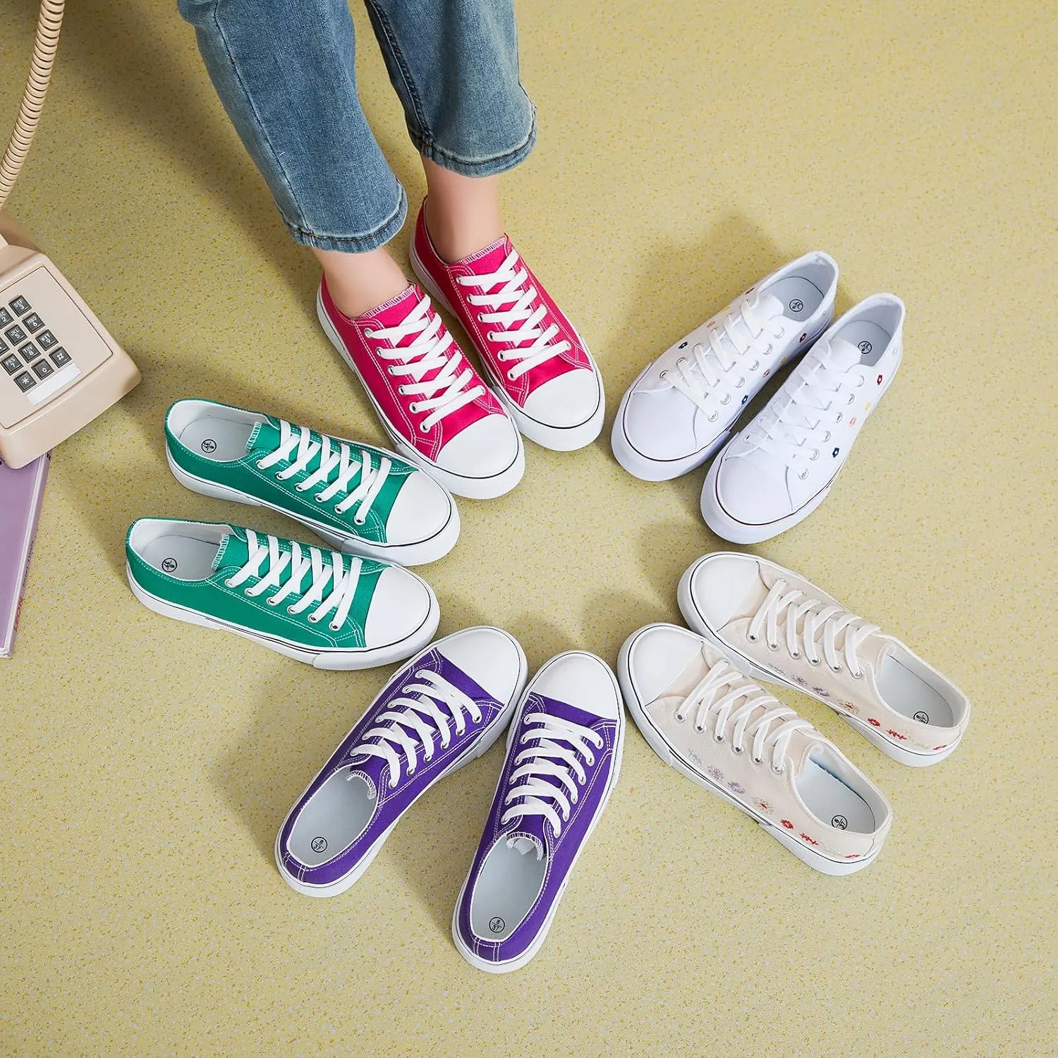 hash bubbie White Sneakers for Women Low Top Canvas Shoes Womens Canvas Sneakers Women's Fashion Sneakers Slip on Casual Tennis Shoes