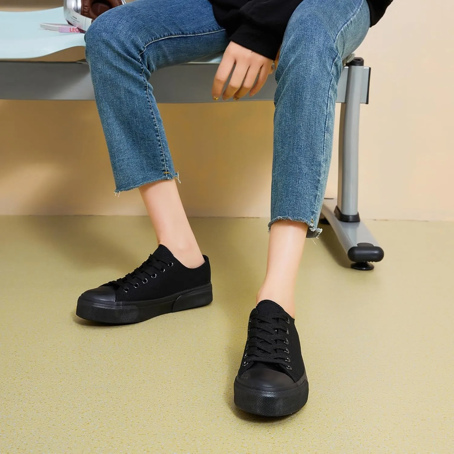 hash bubbie White Sneakers for Women Low Top Canvas Shoes Womens Canvas Sneakers Women's Fashion Sneakers Slip on Casual Tennis Shoes