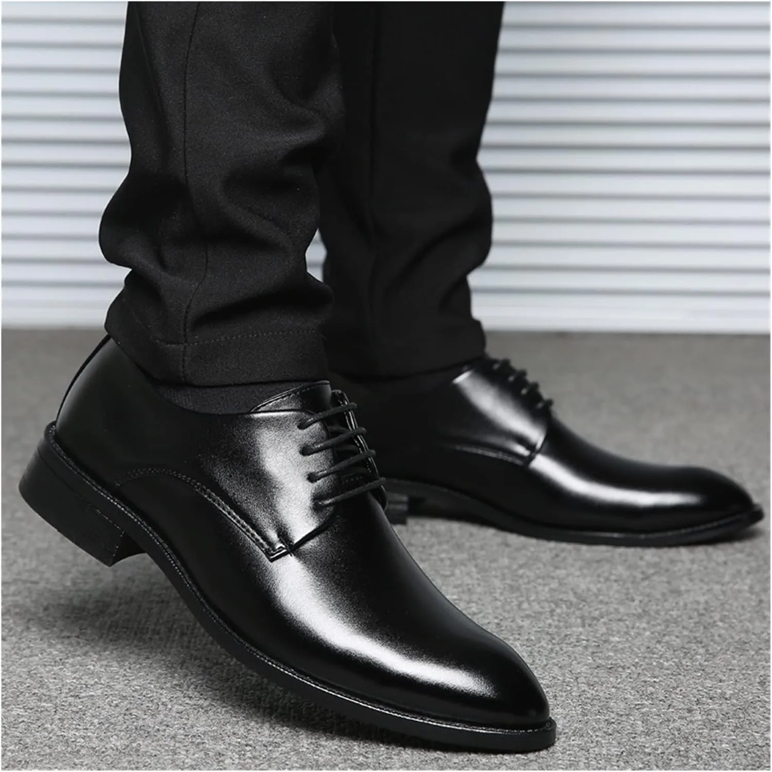 HASMI Business Formal Men's Shoes Lace Up Plus Size Leather Shoes Japanese Men's Derby Shoes