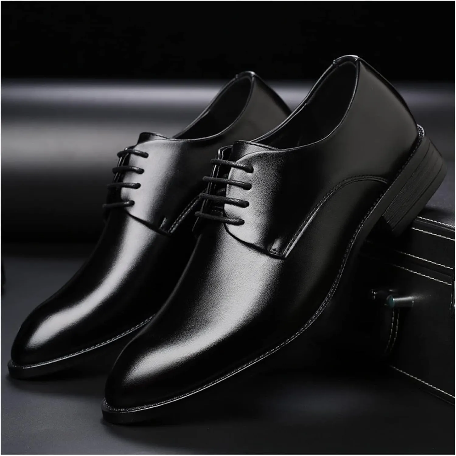 HASMI Business Formal Men's Shoes Lace Up Plus Size Leather Shoes Japanese Men's Derby Shoes