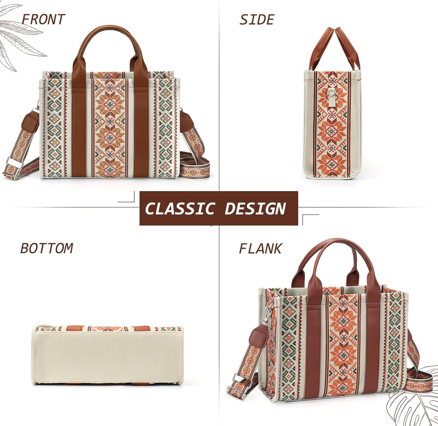 hatisan Canvas Tote Bag for Women Western Purses Shoulder Boho Bag Crossbody Bag Handbags Wallet