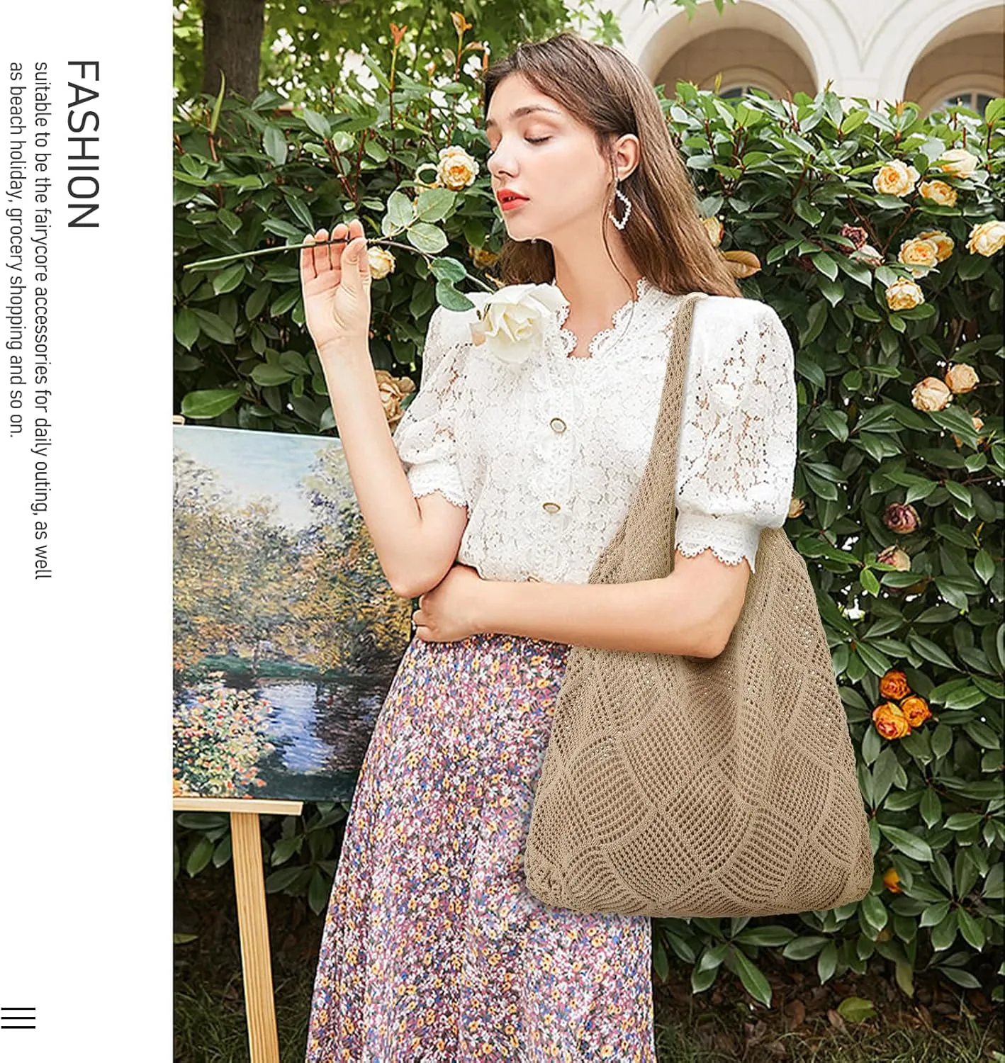hatisan Crochet Bags for Women - Summer Beach Tote, Aesthetic Hippie Knit Bag