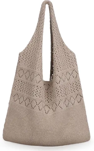 hatisan Crochet Bags for Women - Summer Beach Tote, Aesthetic Hippie Knit Bag