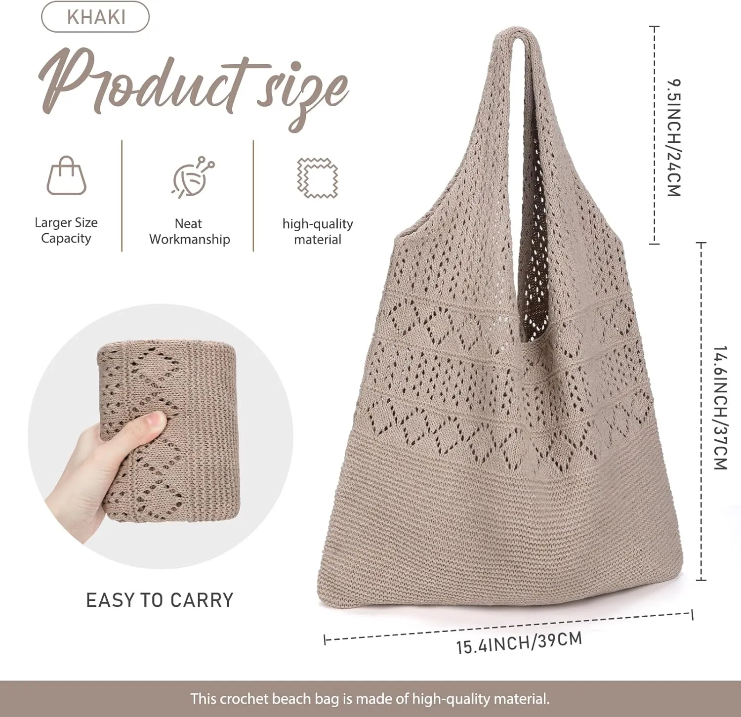 hatisan Crochet Bags for Women - Summer Beach Tote, Aesthetic Hippie Knit Bag
