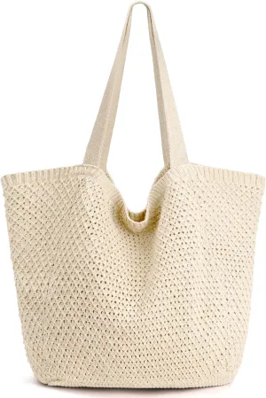 hatisan Crochet Bags for Women - Summer Beach Tote, Aesthetic Hippie Knit Bag