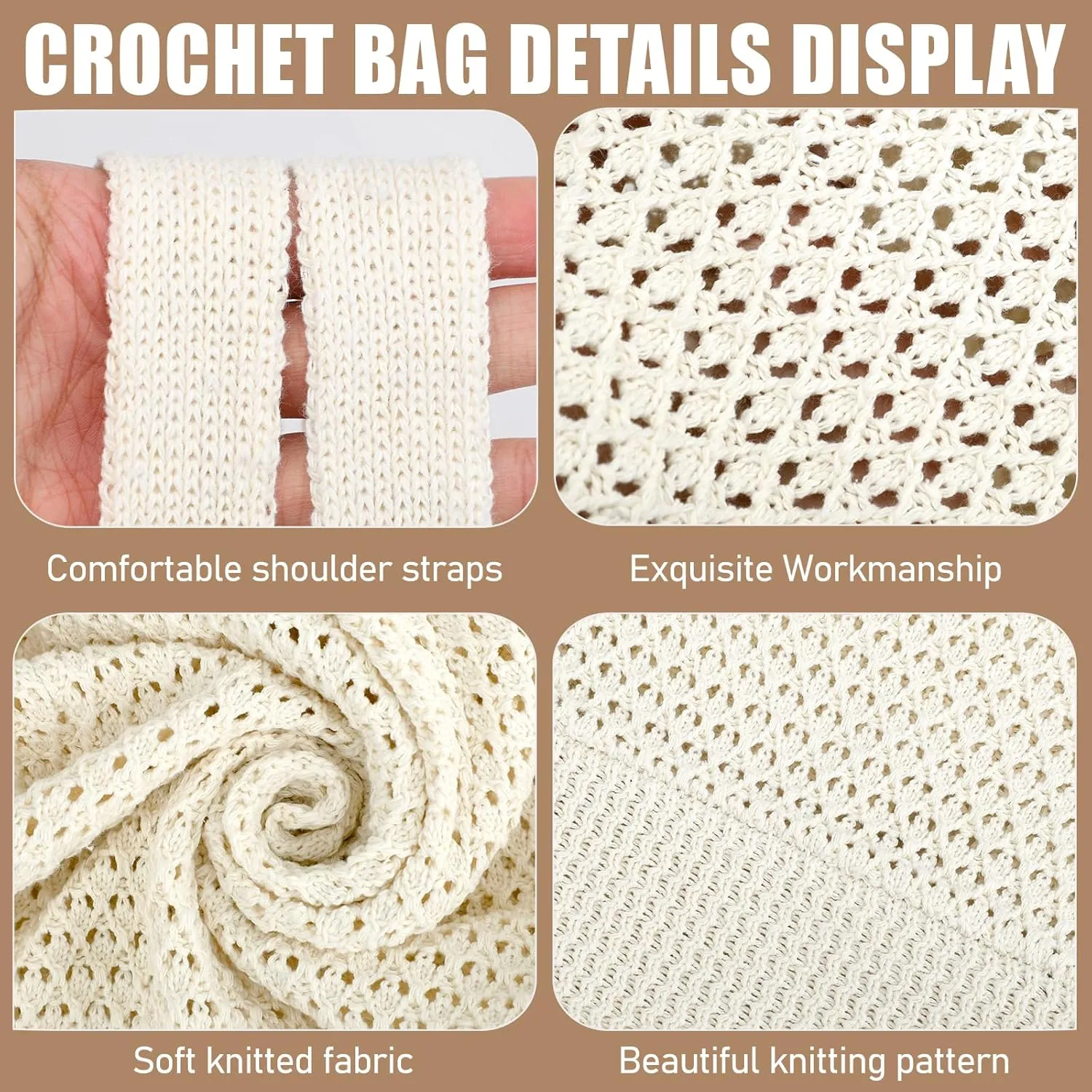 hatisan Crochet Bags for Women - Summer Beach Tote, Aesthetic Hippie Knit Bag