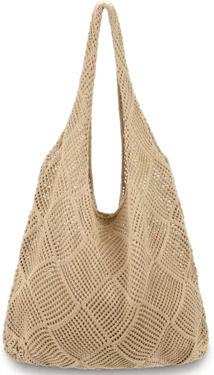 hatisan Crochet Bags for Women - Summer Beach Tote, Aesthetic Hippie Knit Bag