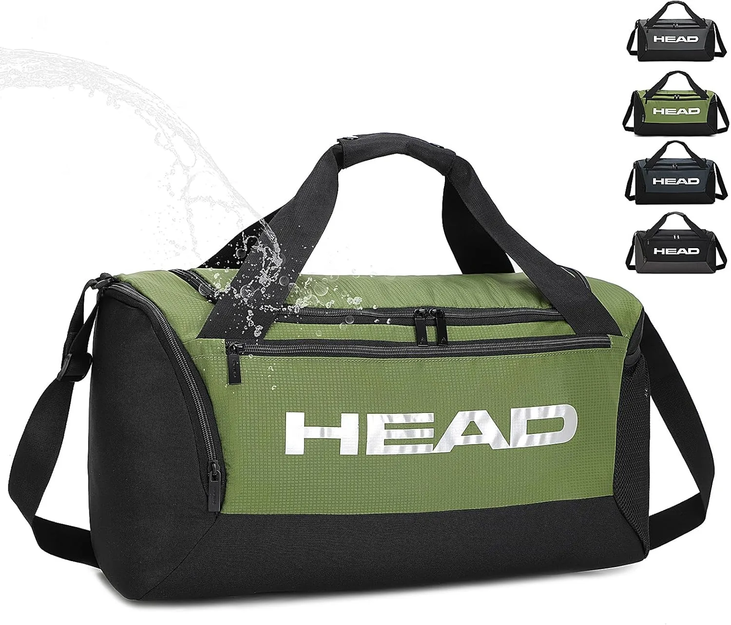 HEAD 45L Waterproof Tennis Duffel Bag for Men, Large Capacity Sports Gym Bags with Shoes Compartment, Lightweight Crossbody Duffle Bag for Business/Workout/Fitness/Weekender/Overnight