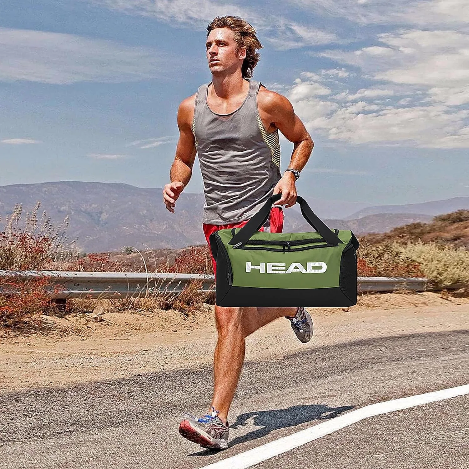 HEAD 45L Waterproof Tennis Duffel Bag for Men, Large Capacity Sports Gym Bags with Shoes Compartment, Lightweight Crossbody Duffle Bag for Business/Workout/Fitness/Weekender/Overnight