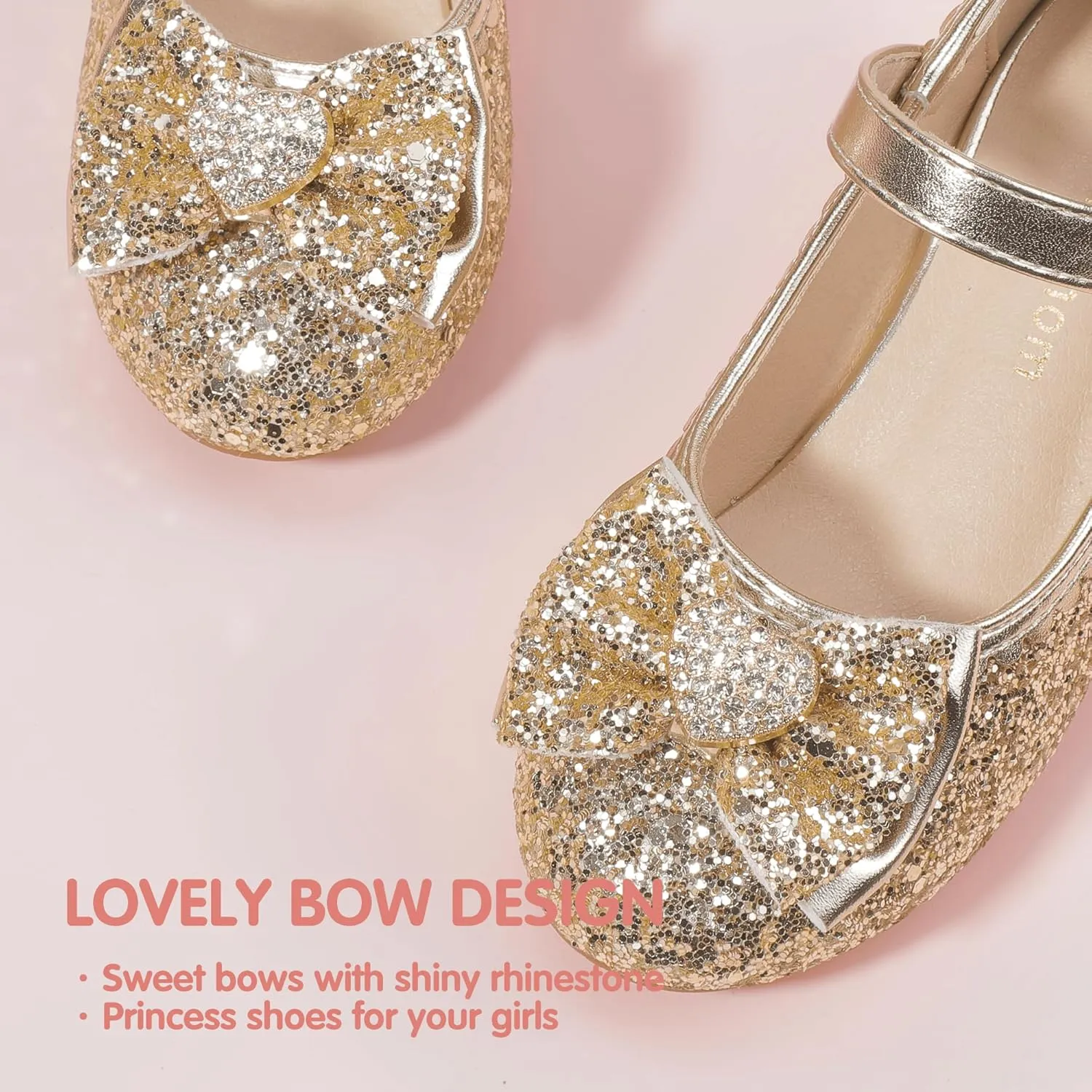 Hehainom Girls Dress Shoes Low Heels Mary Jane Flower Girl Wedding Party Communion Toddler Kids Heels