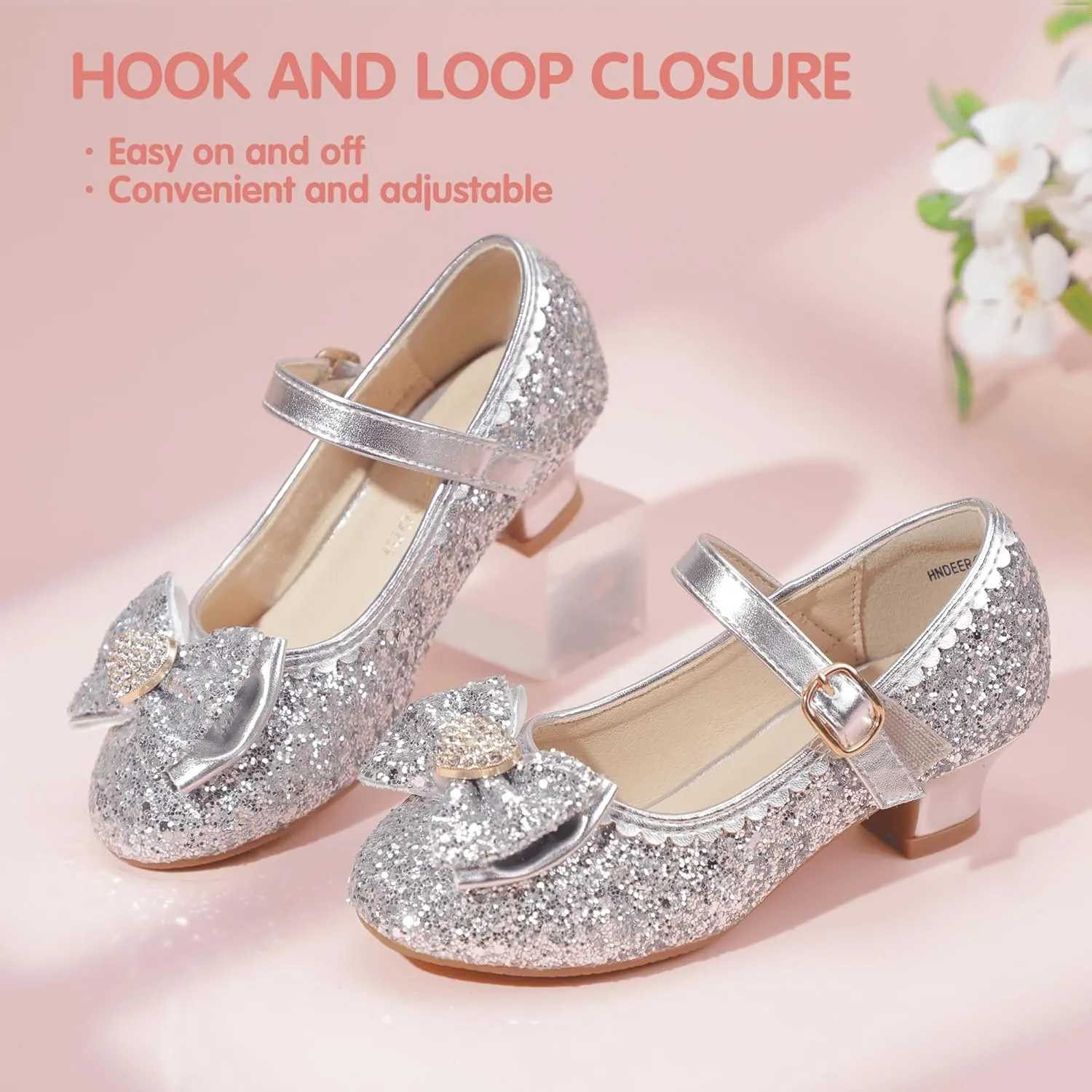 Hehainom Girls Dress Shoes Low Heels Mary Jane Flower Girl Wedding Party Communion Toddler Kids Heels
