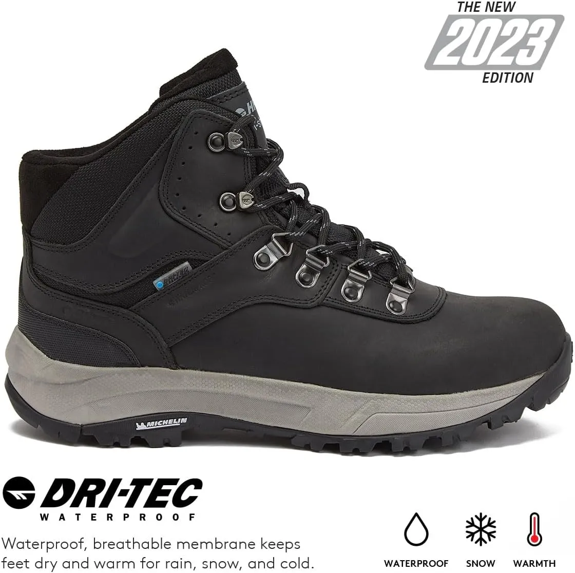 HI-TEC Men's Altitude VI I Waterproof Leather Hiking Boots - Black or Brown, Medium or Extra Wide