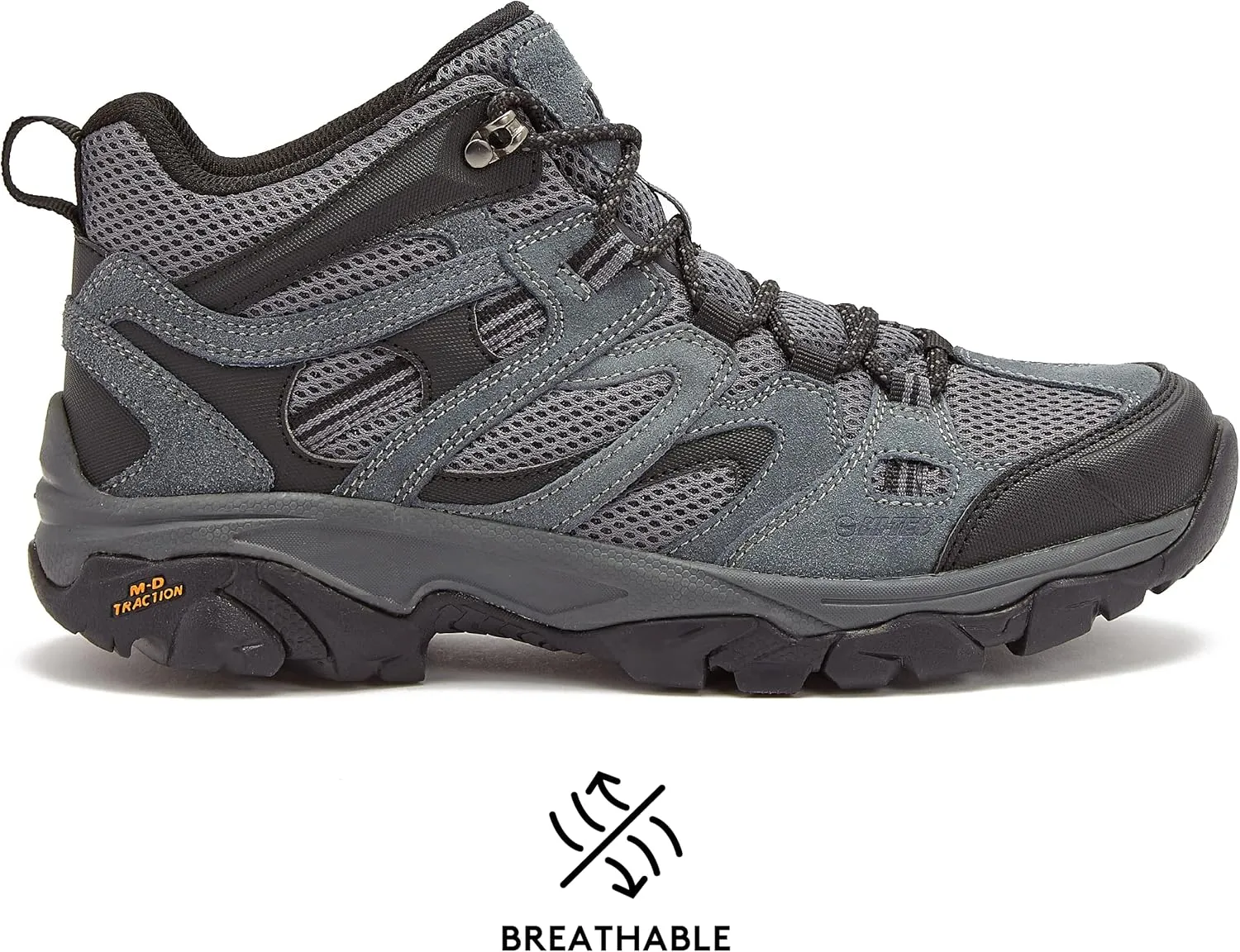 HI-TEC Ravus Mid Hiking Boots for Men, Lightweight Breathable Outdoor Trekking Shoes