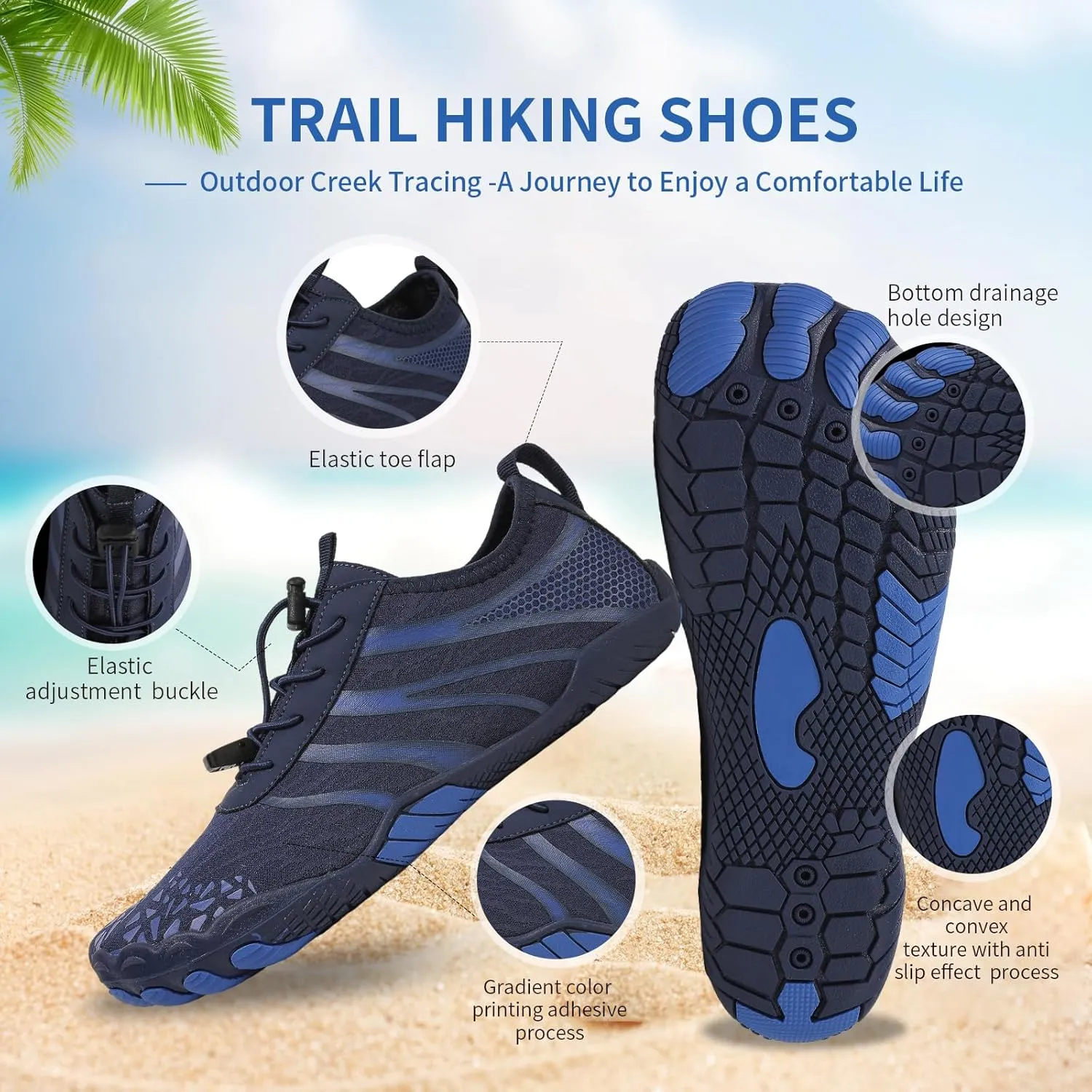 Hike Barefoot Shoes for Women Men, Breathable Non-Slip Athletic Footwear, Wide Toe Water Shoes for Hiking, Non-Slip Neuropathy Shoes for Women Men, Grounded Comfort wear