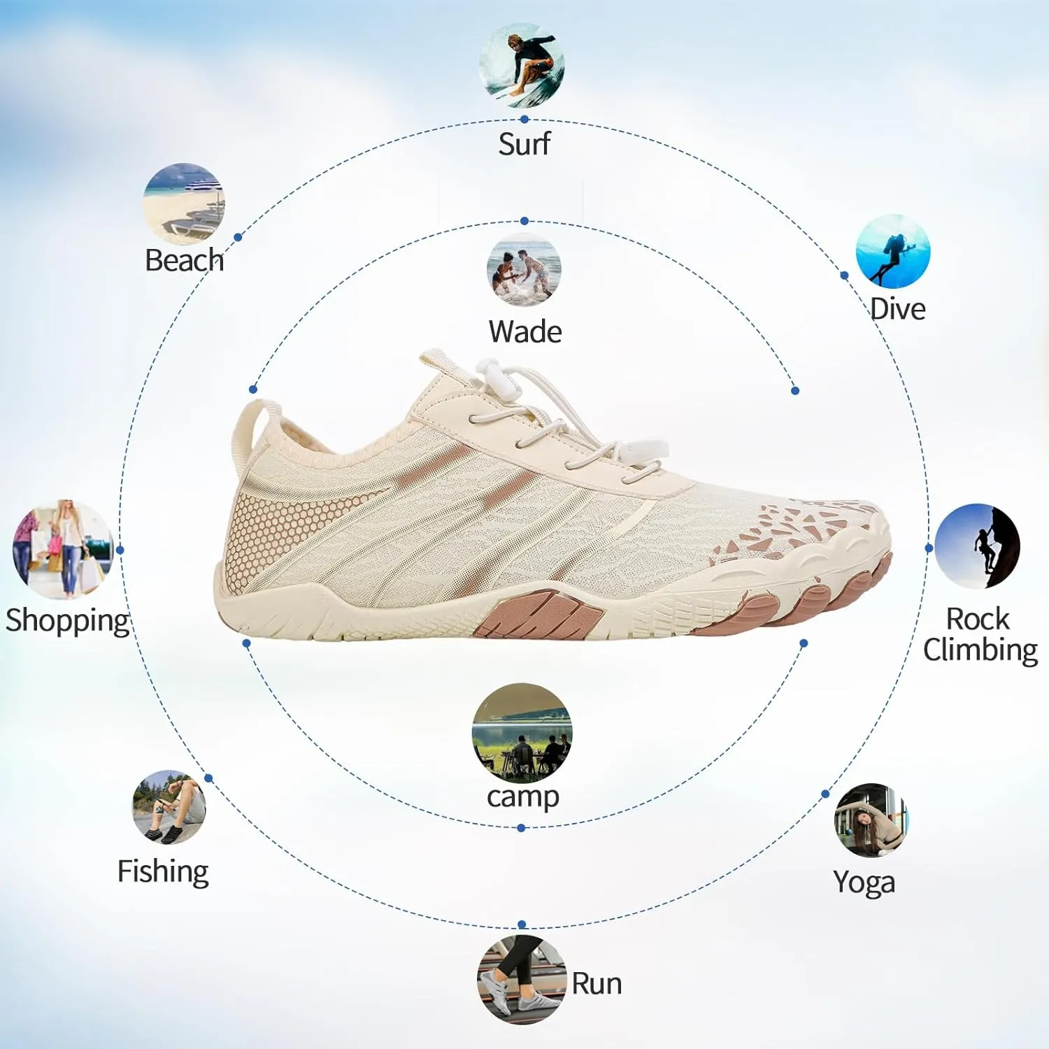 Hike Barefoot Shoes for Women Men, Breathable Non-Slip Athletic Footwear, Wide Toe Water Shoes for Hiking, Non-Slip Neuropathy Shoes for Women Men, Grounded Comfort wear