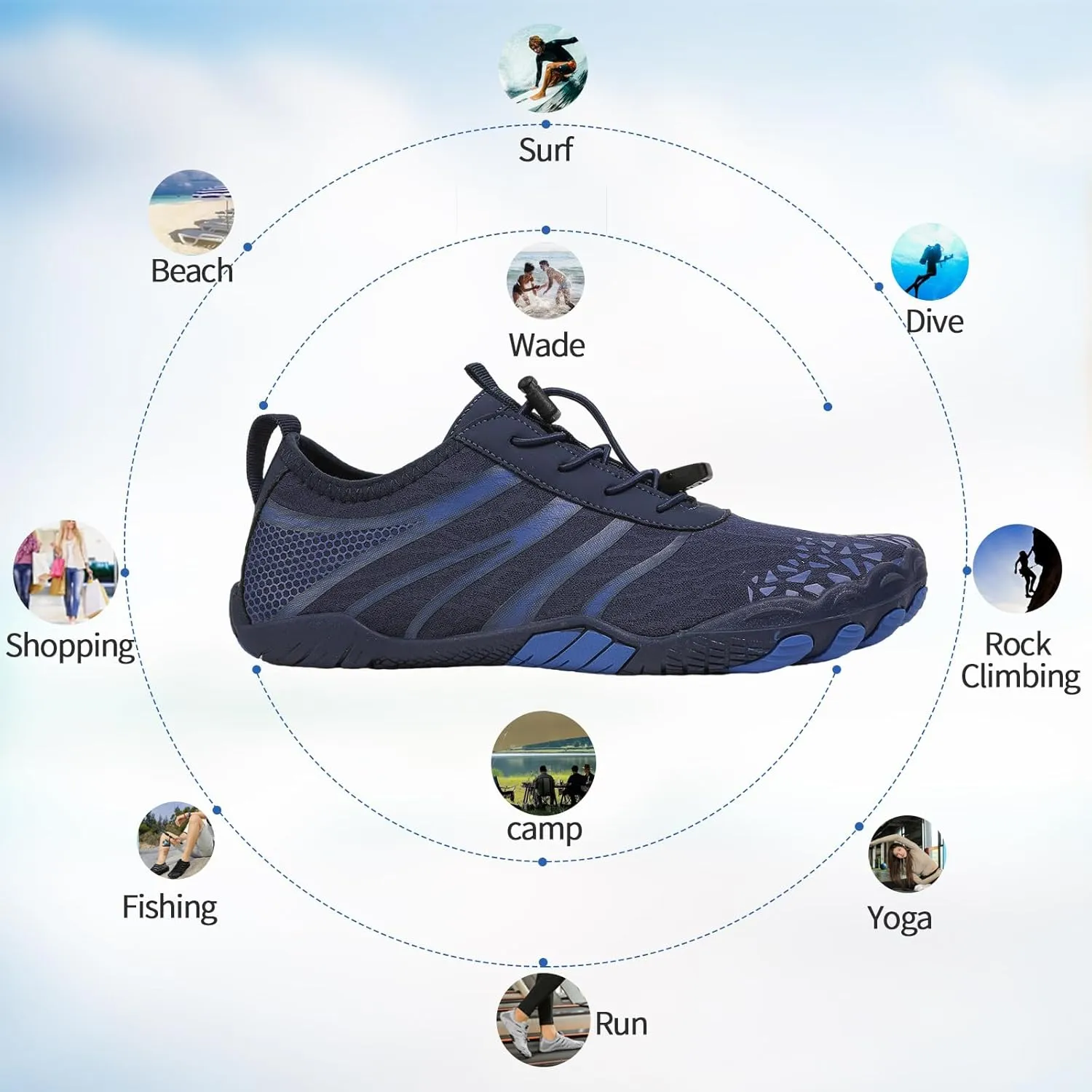 Hike Barefoot Shoes for Women Men, Breathable Non-Slip Athletic Footwear, Wide Toe Water Shoes for Hiking, Non-Slip Neuropathy Shoes for Women Men, Grounded Comfort wear