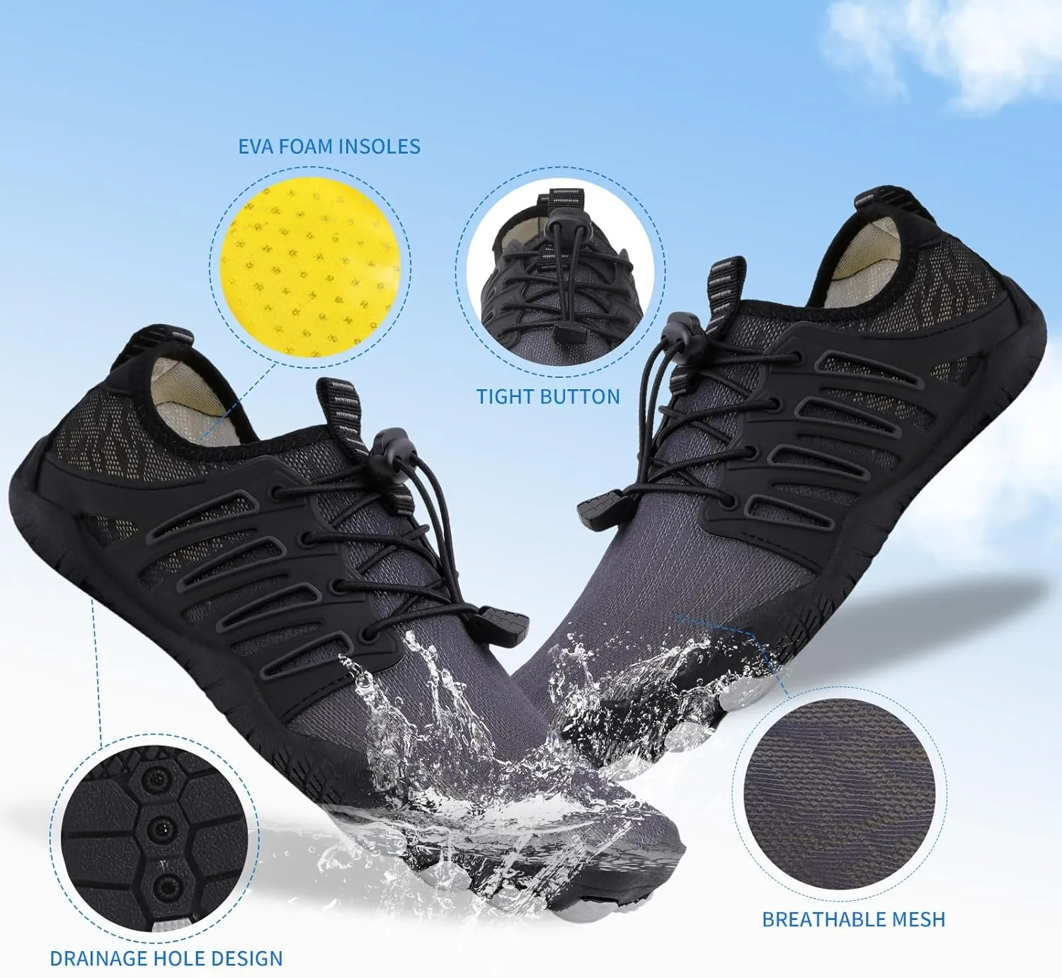 Hike Barefoot Shoes for Women Men, Breathable Non-Slip Athletic Footwear, Wide Toe Water Shoes for Hiking, Non-Slip Neuropathy Shoes for Women Men, Grounded Comfort wear