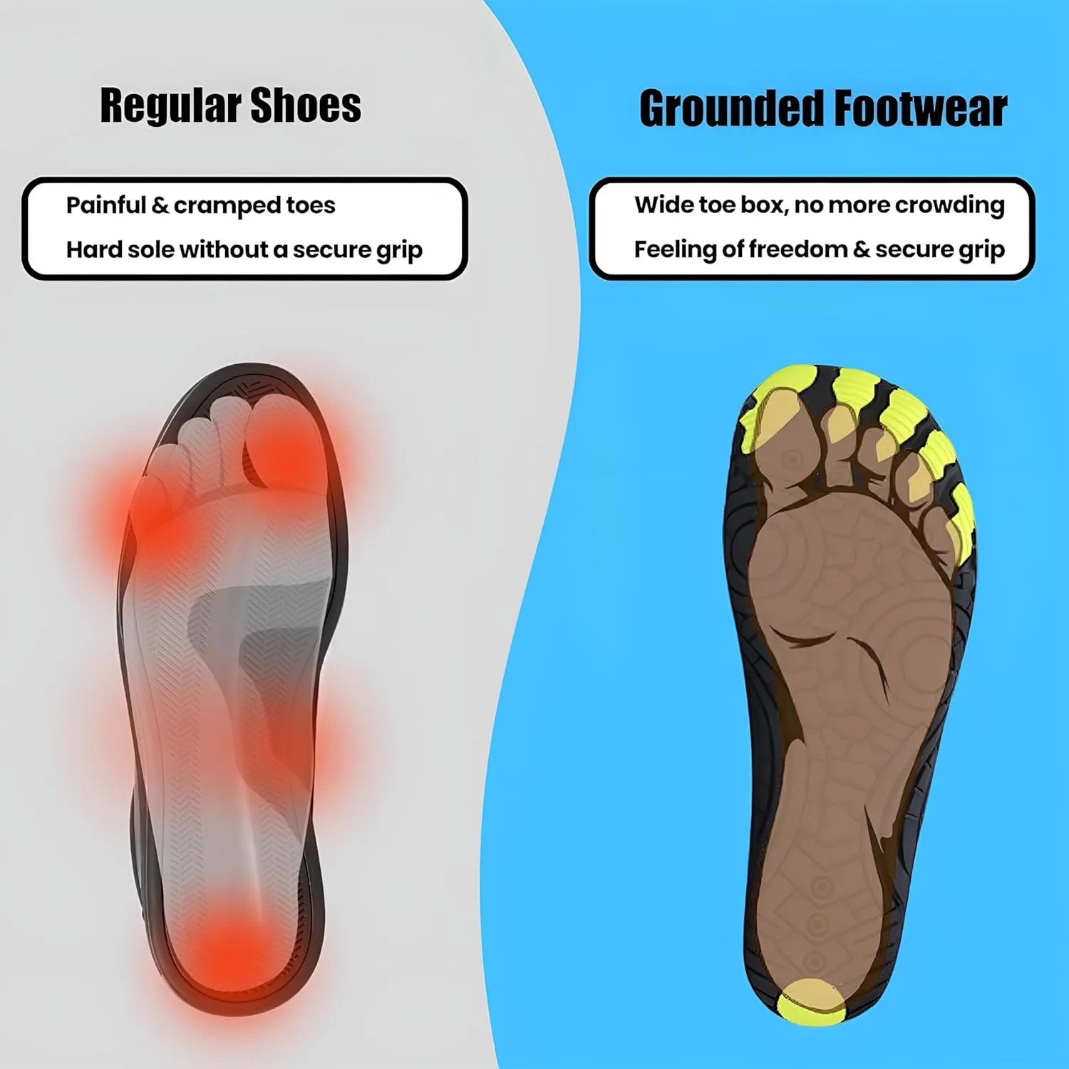 Hike Barefoot Shoes for Women Men, Breathable Non-Slip Athletic Footwear, Wide Toe Water Shoes for Hiking, Non-Slip Neuropathy Shoes for Women Men, Grounded Comfort wear