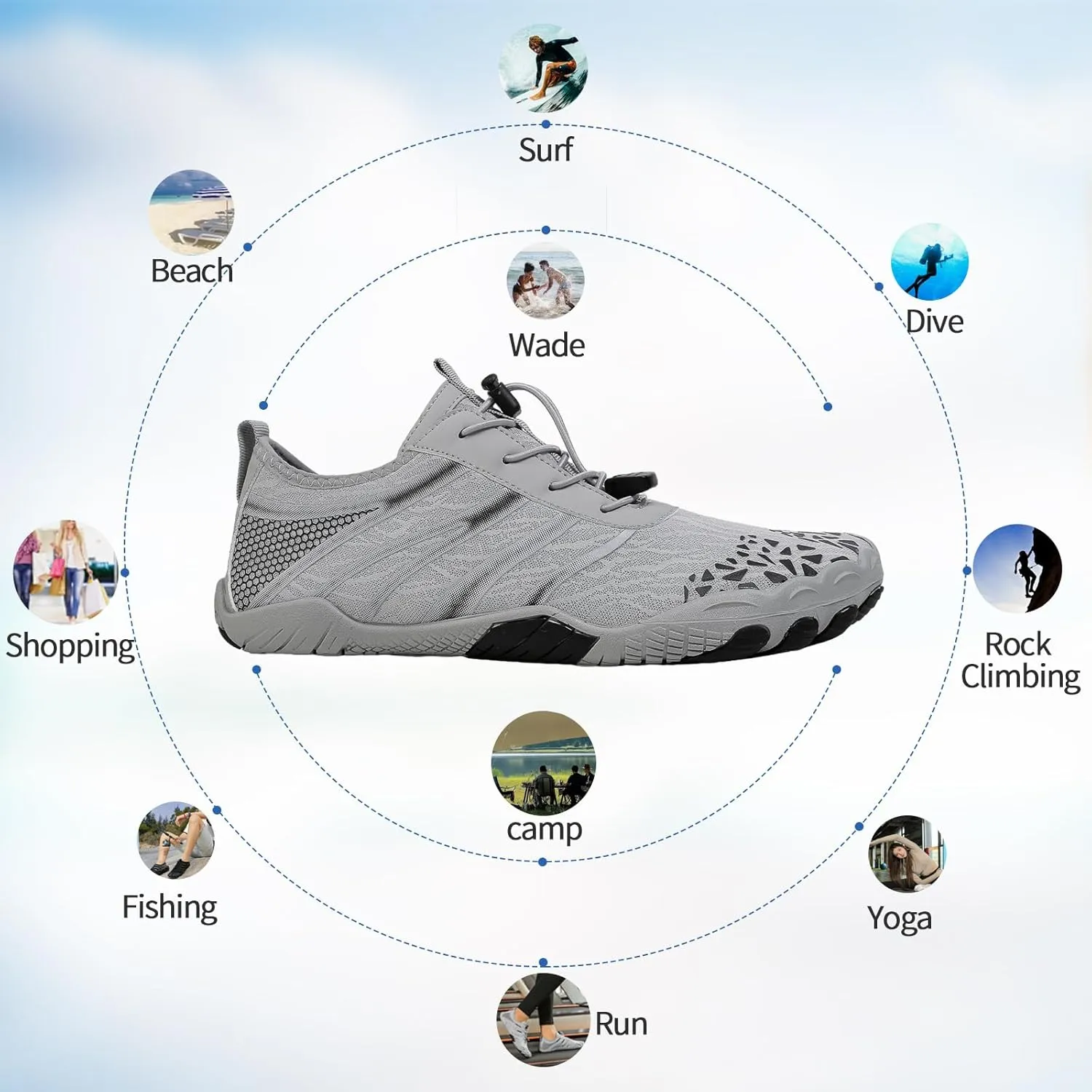 Hike Barefoot Shoes for Women Men, Breathable Non-Slip Athletic Footwear, Wide Toe Water Shoes for Hiking, Non-Slip Neuropathy Shoes for Women Men, Grounded Comfort wear