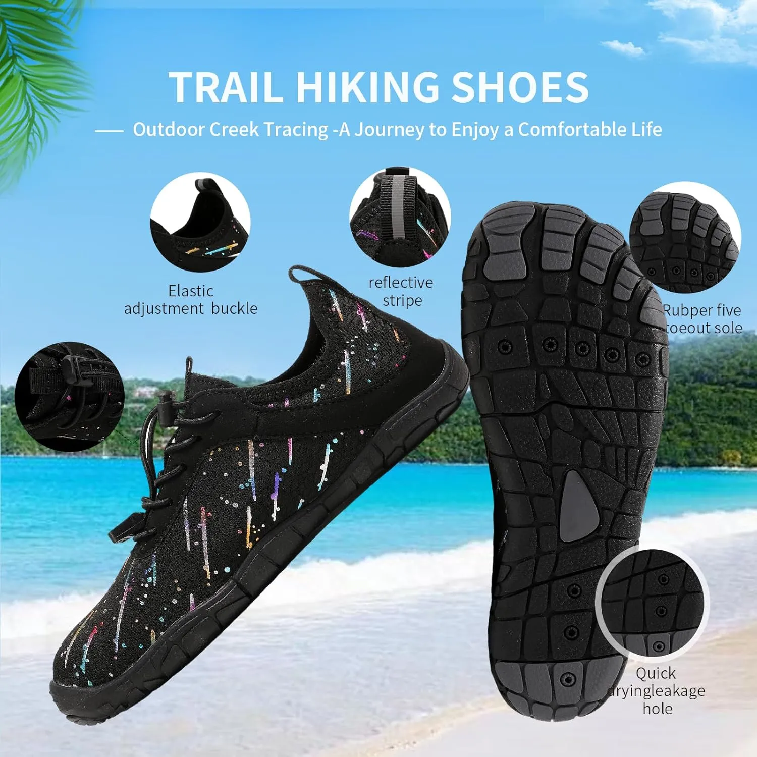 Hike Barefoot Shoes for Women Men, Breathable Non-Slip Athletic Footwear, Wide Toe Water Shoes for Hiking, Non-Slip Neuropathy Shoes for Women Men, Grounded Comfort wear