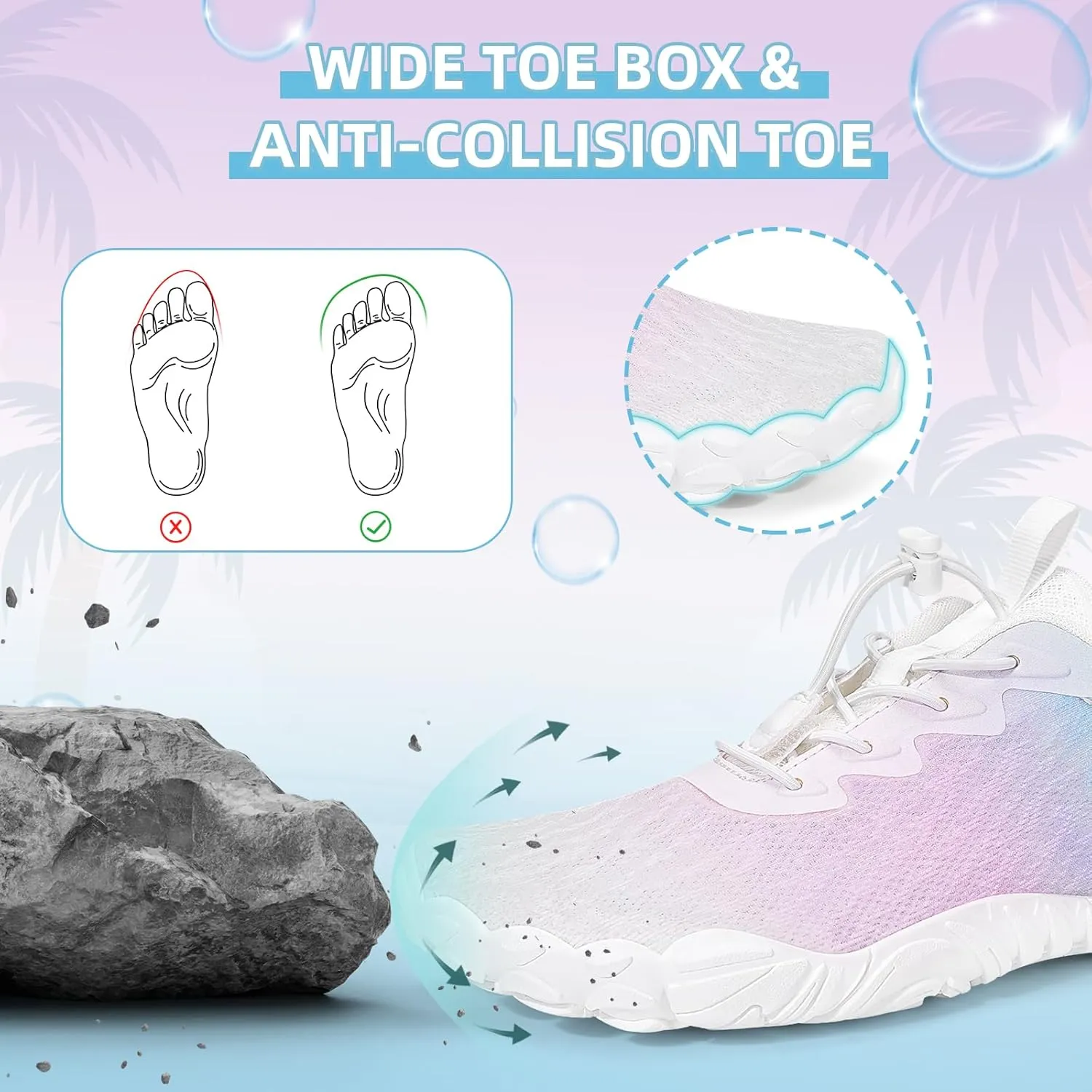 Hike Barefoot Shoes Women Men Footwear Quick-Dry Wide Toe Pro Barefoot Beach Swim Minimalist Grounding Shoes Breathable Non-Slip Grounded Footwear for Walking Kayaking Hiking Surfing