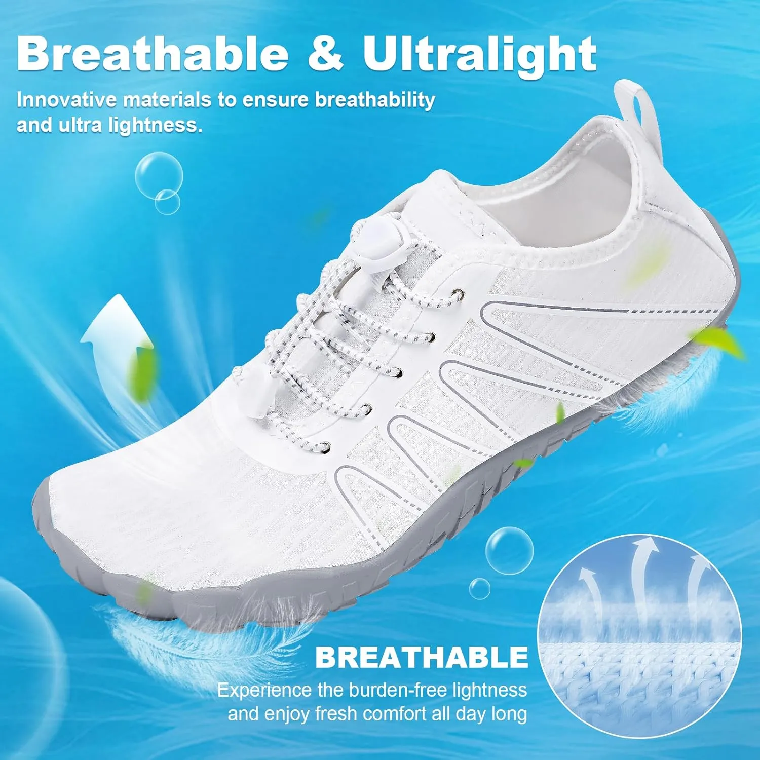 Hike Barefoot Shoes Women Men Footwear Wide Toe Quick-Dry Pro Barefoot Beach Swim Minimalist Grounding Shoes Breathable Non-Slip Grounded Footwear for Walking Kayaking Hiking Surfing