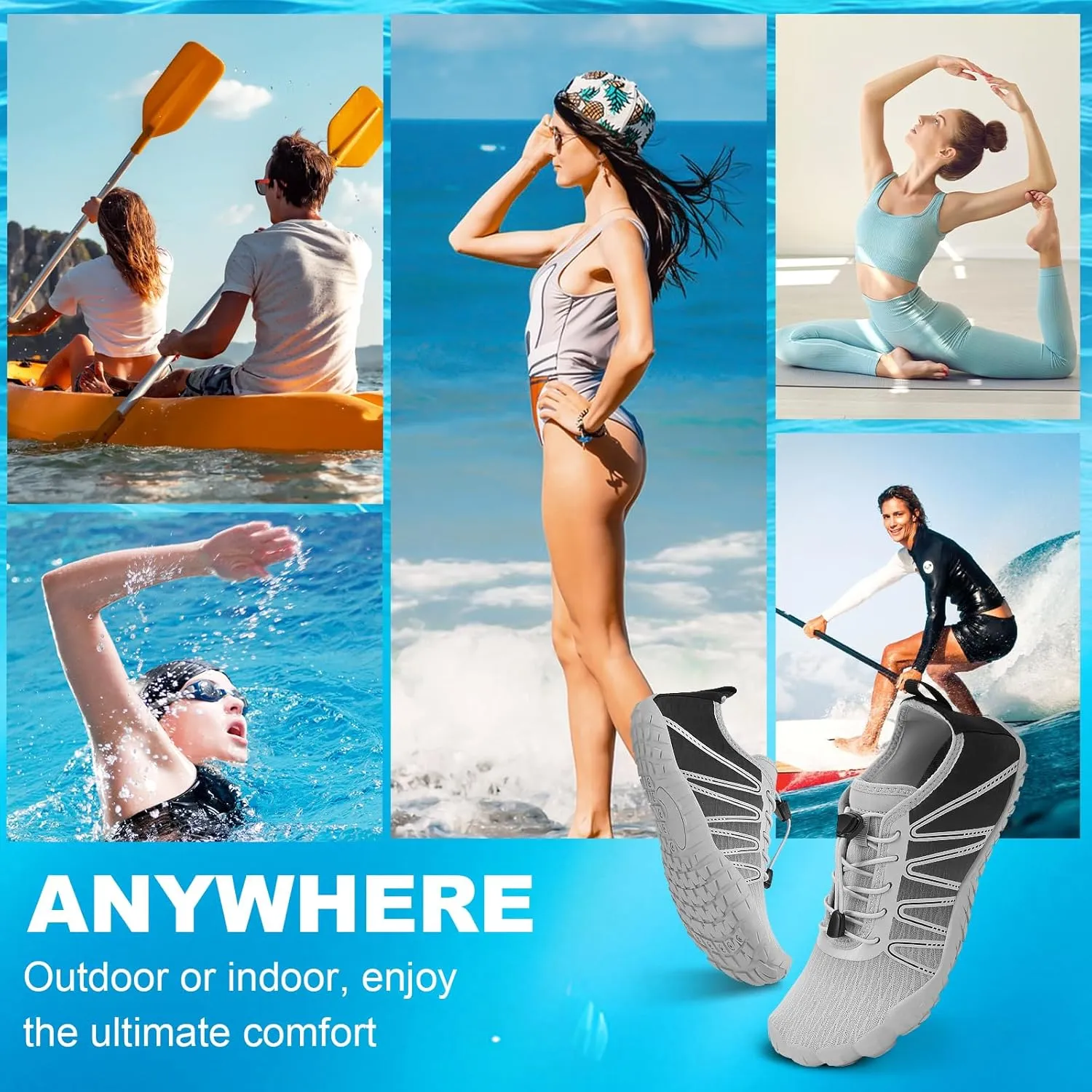 Hike Barefoot Shoes Women Men Footwear Wide Toe Quick-Dry Pro Barefoot Beach Swim Minimalist Grounding Shoes Breathable Non-Slip Grounded Footwear for Walking Kayaking Hiking Surfing