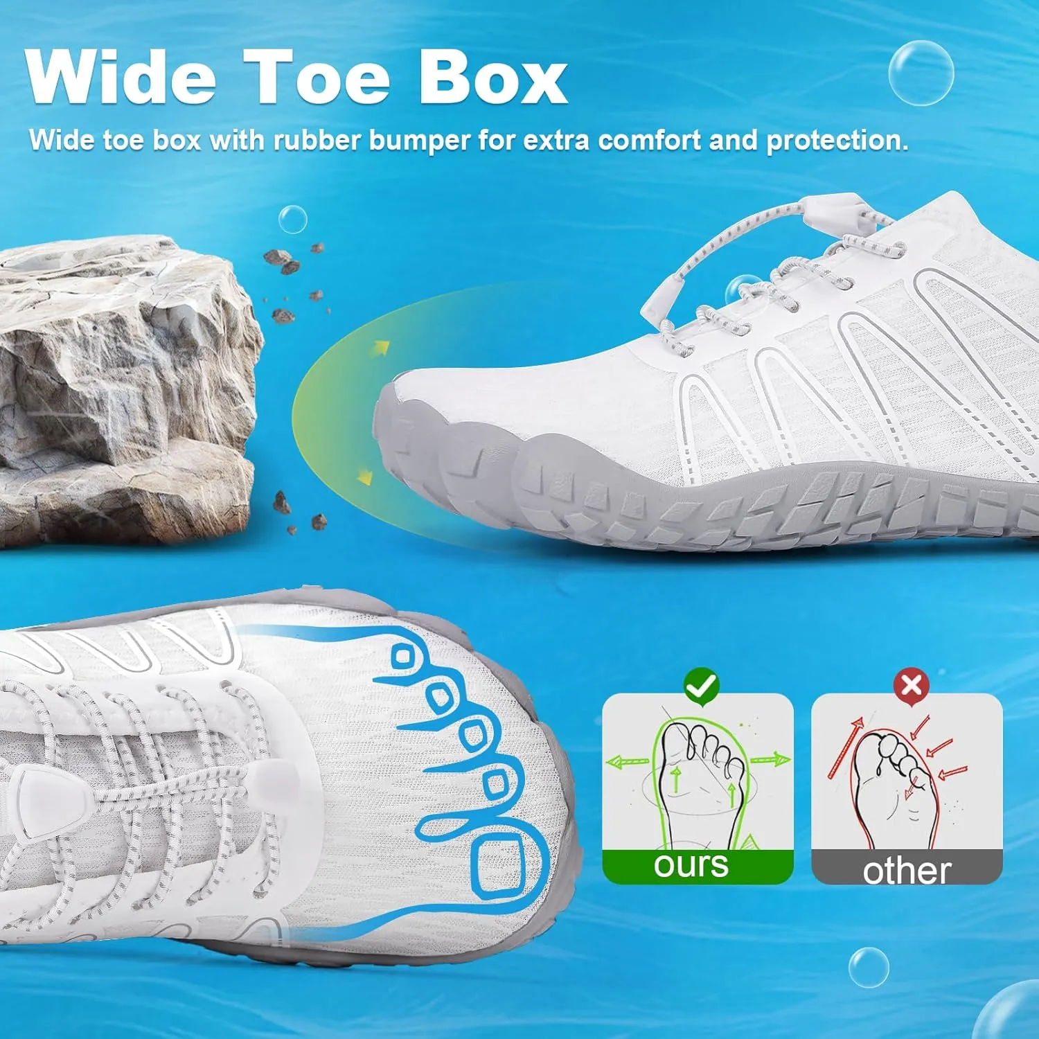 Hike Barefoot Shoes Women Men Footwear Wide Toe Quick-Dry Pro Barefoot Beach Swim Minimalist Grounding Shoes Breathable Non-Slip Grounded Footwear for Walking Kayaking Hiking Surfing
