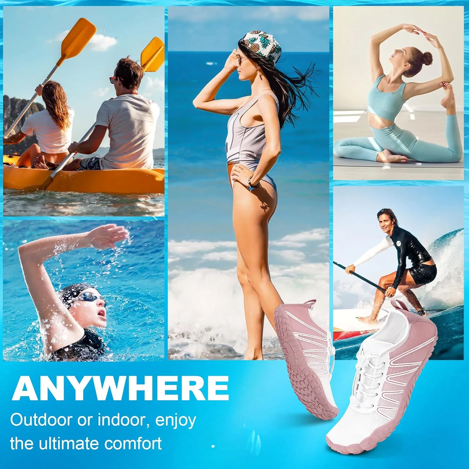 Hike Barefoot Shoes Women Men Footwear Wide Toe Quick-Dry Pro Barefoot Beach Swim Minimalist Grounding Shoes Breathable Non-Slip Grounded Footwear for Walking Kayaking Hiking Surfing