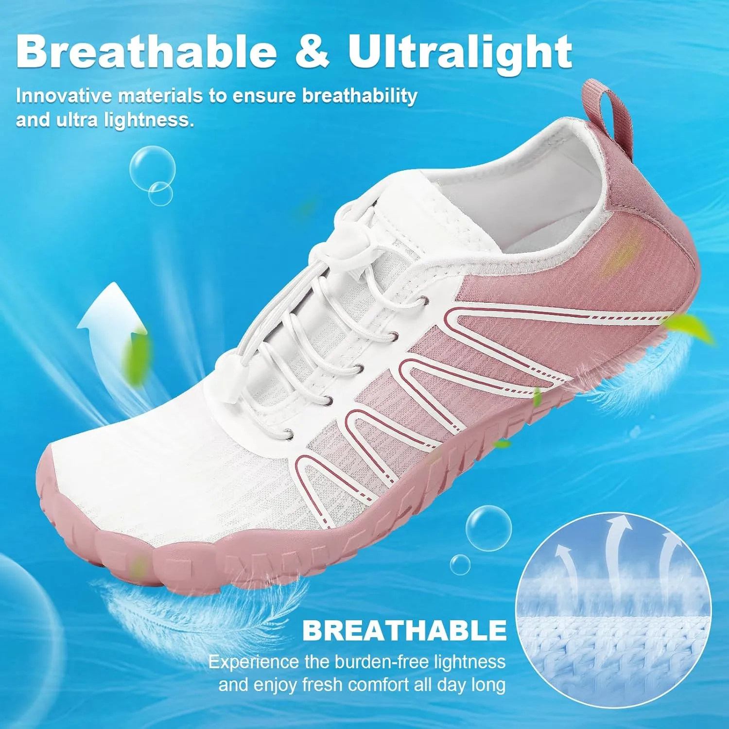 Hike Barefoot Shoes Women Men Footwear Wide Toe Quick-Dry Pro Barefoot Beach Swim Minimalist Grounding Shoes Breathable Non-Slip Grounded Footwear for Walking Kayaking Hiking Surfing