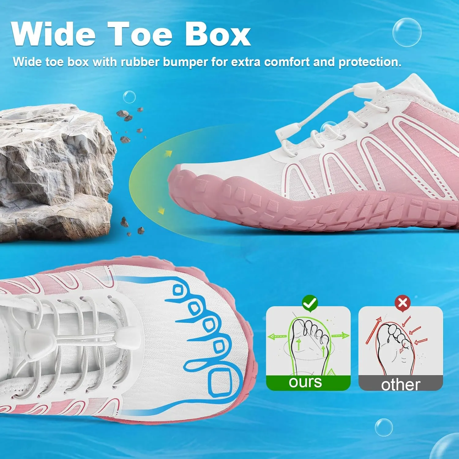Hike Barefoot Shoes Women Men Footwear Wide Toe Quick-Dry Pro Barefoot Beach Swim Minimalist Grounding Shoes Breathable Non-Slip Grounded Footwear for Walking Kayaking Hiking Surfing