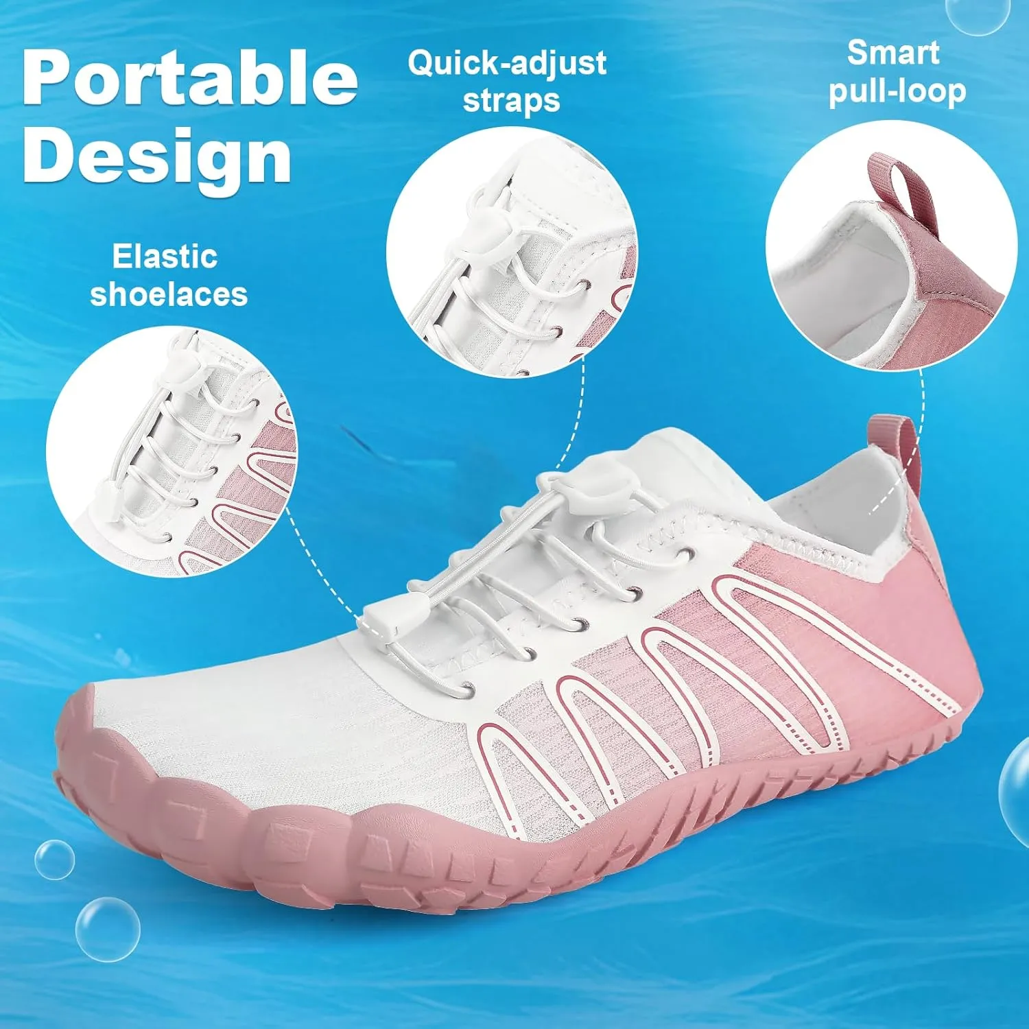 Hike Barefoot Shoes Women Men Footwear Wide Toe Quick-Dry Pro Barefoot Beach Swim Minimalist Grounding Shoes Breathable Non-Slip Grounded Footwear for Walking Kayaking Hiking Surfing