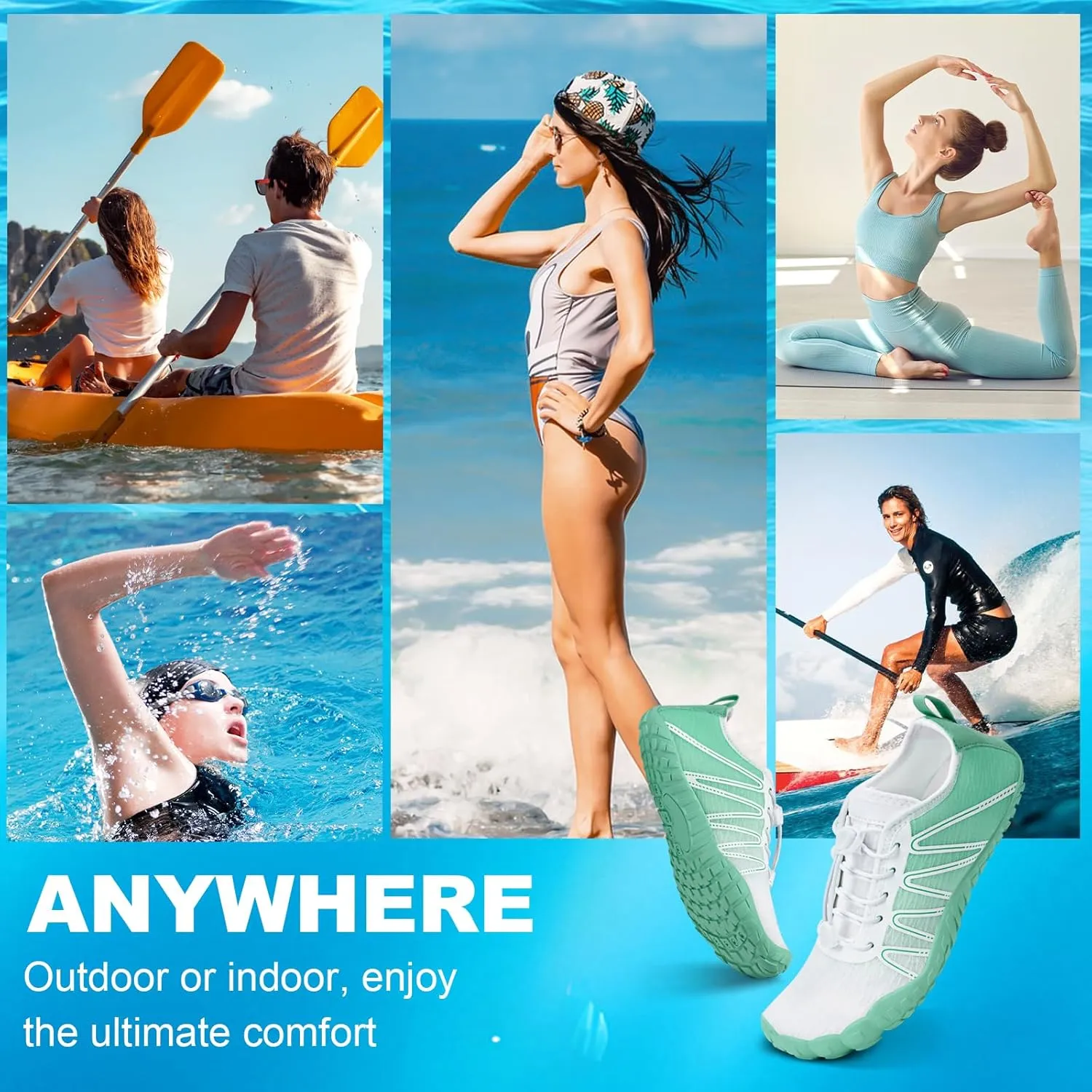 Hike Barefoot Shoes Women Men Footwear Wide Toe Quick-Dry Pro Barefoot Beach Swim Minimalist Grounding Shoes Breathable Non-Slip Grounded Footwear for Walking Kayaking Hiking Surfing