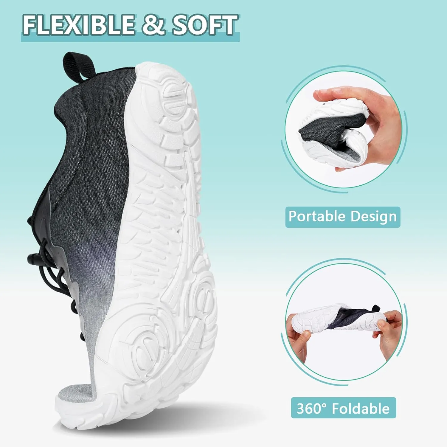 Hike Barefoot Shoes Women Men Footwear Wide Toe Quick-Dry Pro Barefoot Beach Swim Minimalist Grounding Shoes Breathable Non-Slip Grounded Footwear for Walking Kayaking Hiking Surfing