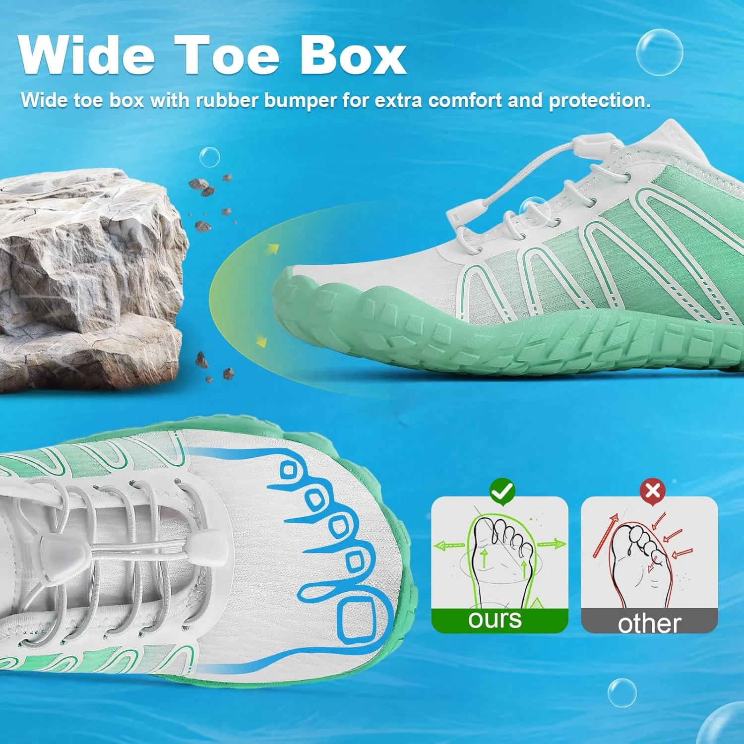 Hike Barefoot Shoes Women Men Footwear Wide Toe Quick-Dry Pro Barefoot Beach Swim Minimalist Grounding Shoes Breathable Non-Slip Grounded Footwear for Walking Kayaking Hiking Surfing