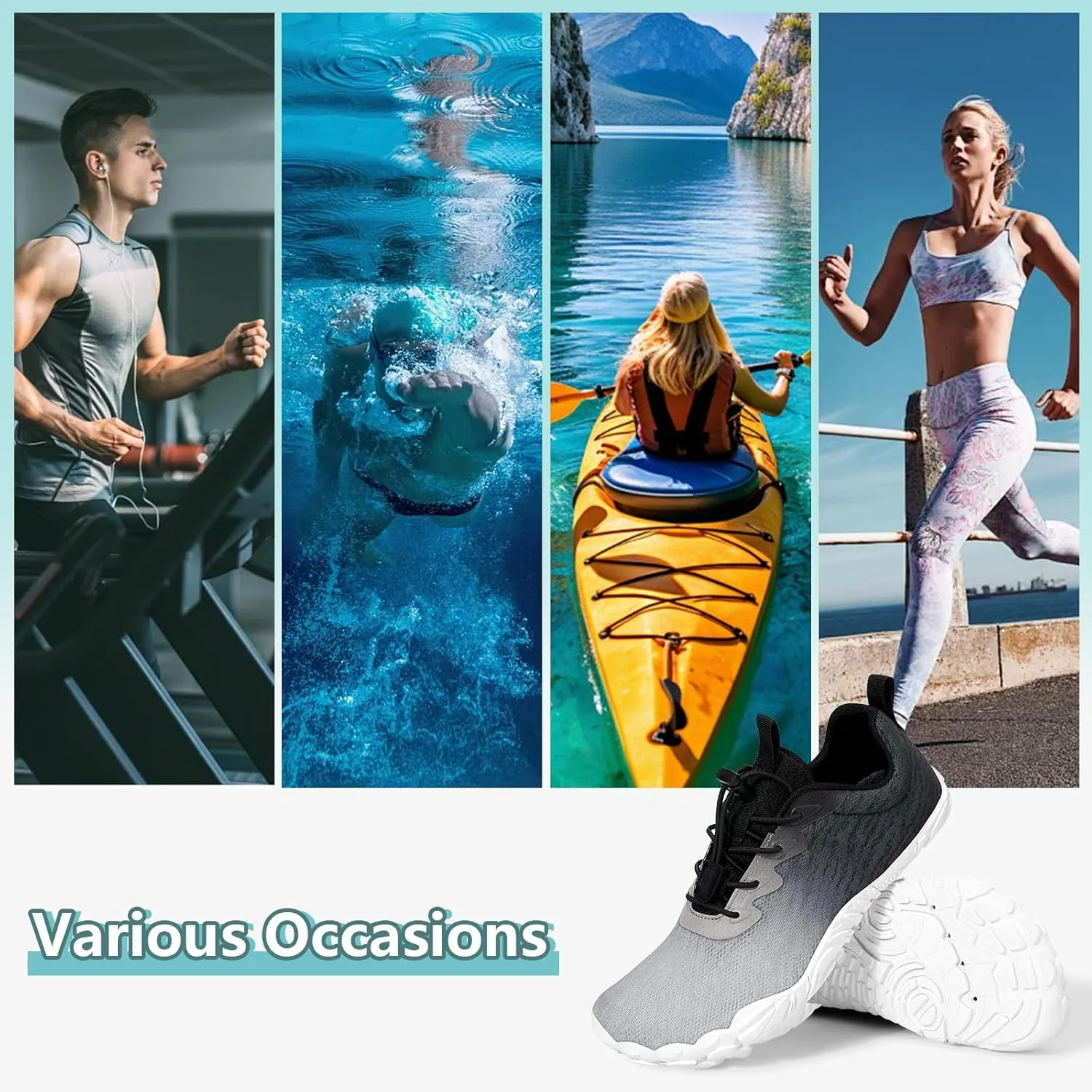 Hike Barefoot Shoes Women Men Footwear Wide Toe Quick-Dry Pro Barefoot Beach Swim Minimalist Grounding Shoes Breathable Non-Slip Grounded Footwear for Walking Kayaking Hiking Surfing