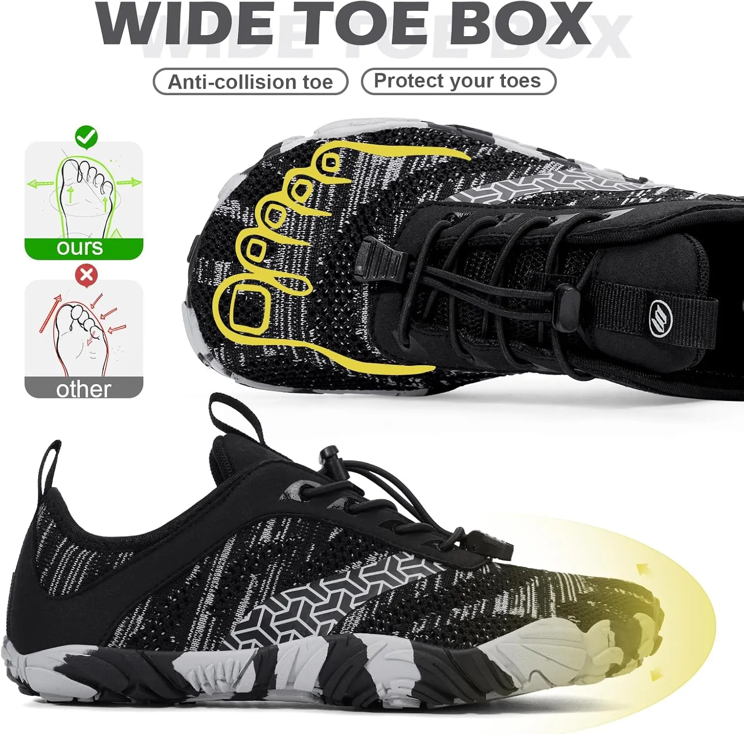 Hike Barefoot Shoes Women Men with Wide Toe Box Footwear Healthy Non-Slip Hike Beach Pool Aqua Swim Surf Hiking Running Athletic Water Shoe