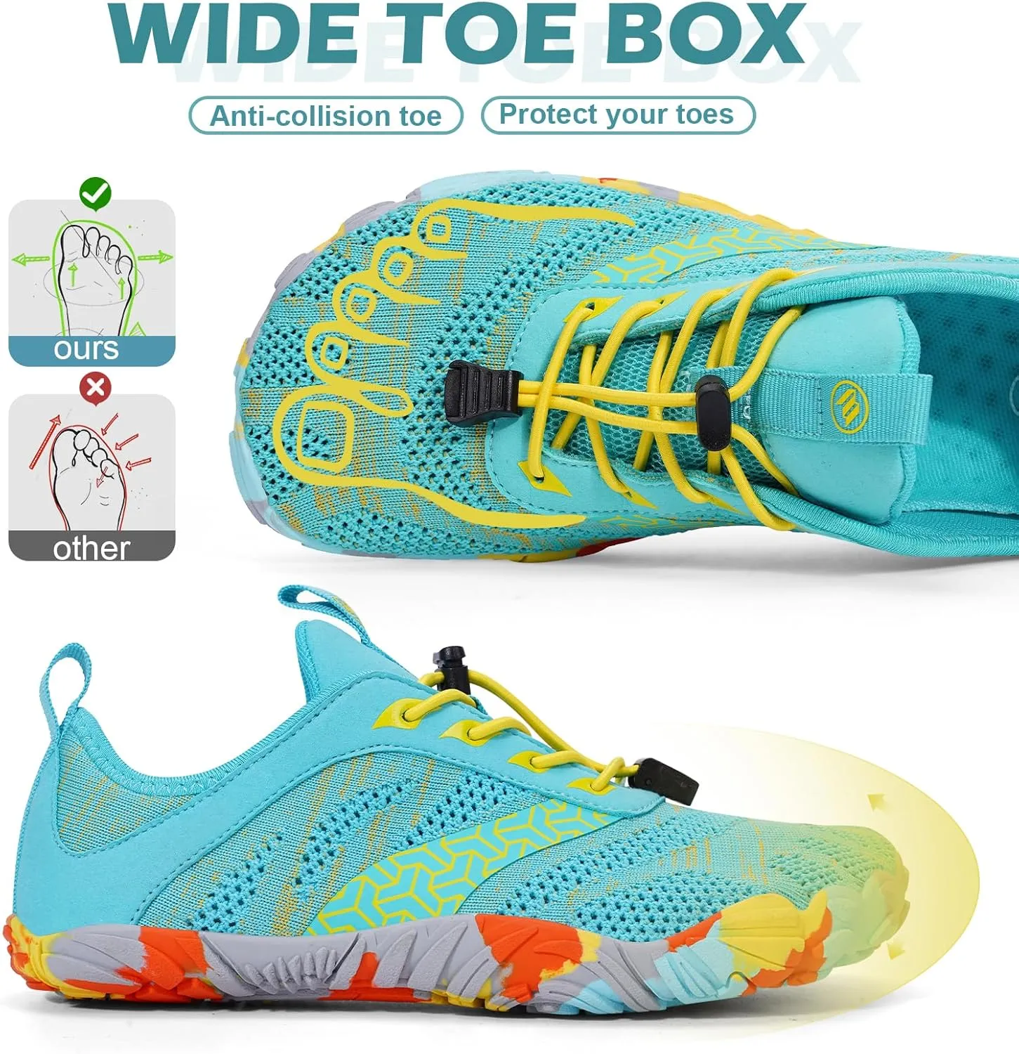 Hike Barefoot Shoes Women Men with Wide Toe Box Footwear Healthy Non-Slip Hike Beach Pool Aqua Swim Surf Hiking Running Athletic Water Shoe