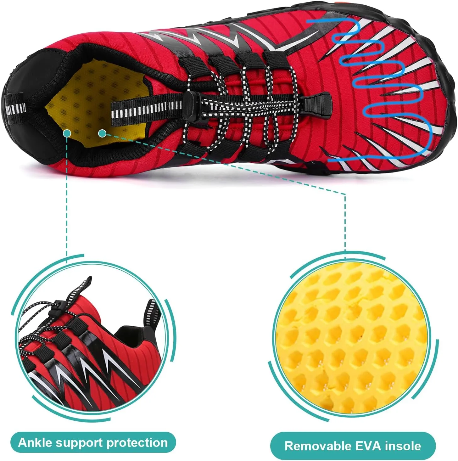 Hike Barefoot Shoes Womens Mens, Thick Barefoot Water Shoes Mens Women Non-Slip & Wide Toe Zero Drop Lightweight Minimalist Footwear for Workout Hiking Trail Running Causl