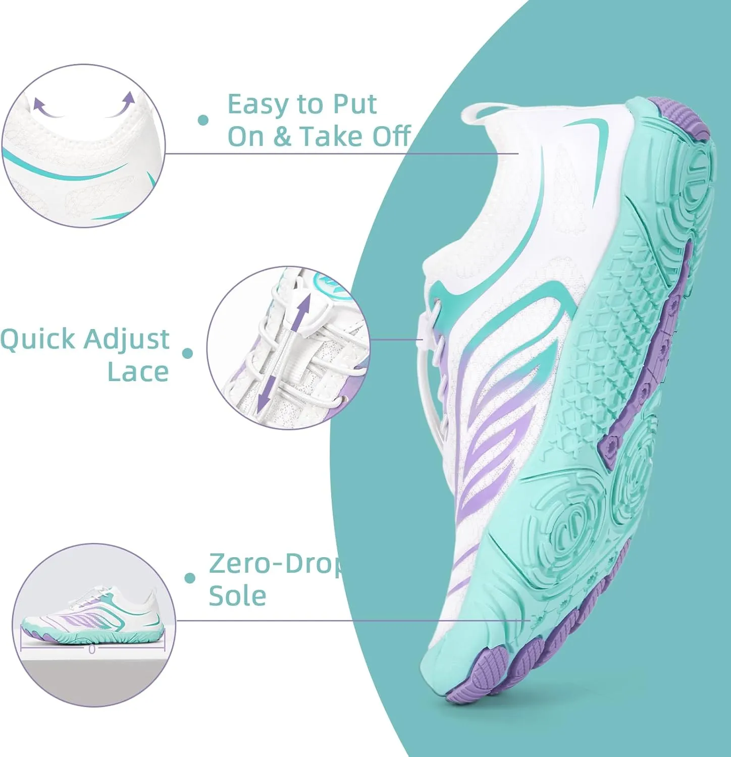 Hike Barefoot Water Shoes Women Men Footwear Wide Toe Quick-Dry Pro Barefoot Swim Beach Breathable Grounding Shoes Non-Slip Aqua Socks Shoe for Pool Walking Kayaking Hiking Surfing