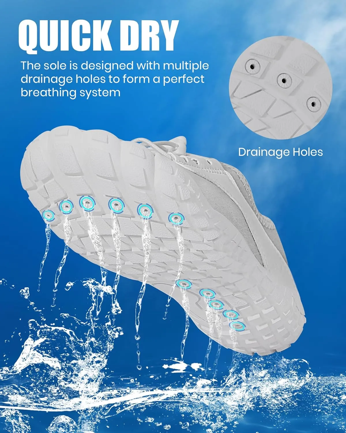 Hike Barefoot Water Shoes Women Men, Newly Water-Drops Pattern Pro Minimalist Shoe Quick Dry Wide Toe Breathable & Non-Slip for Hiking Beach Aqua Surf Swim