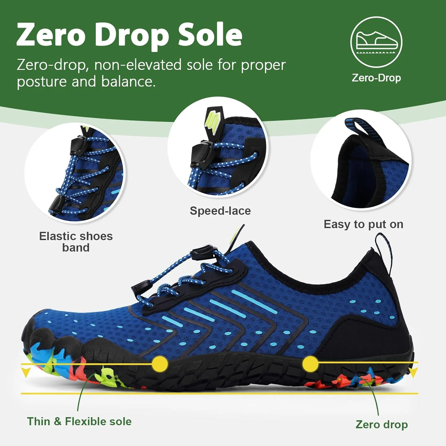Hike Barefoot Water Swim Shoes for Women Men Footwear, Beach Sports Quick Dry Aqua Wide Toe Box Non-Slip Athletic Shoes for Pool River Hiking Diving Surfing Kayaking Boating Fishing Water Sports Gym