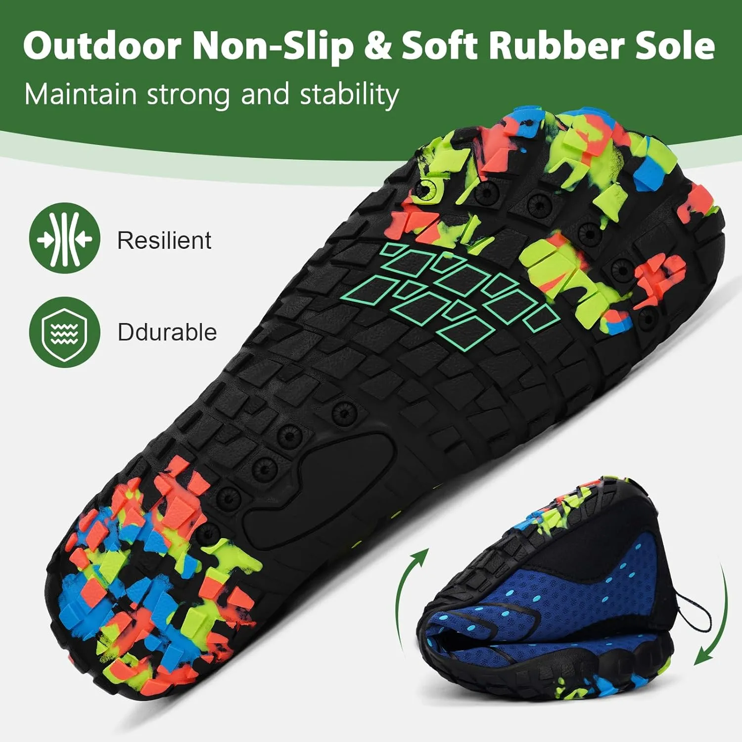 Hike Barefoot Water Swim Shoes for Women Men Footwear, Beach Sports Quick Dry Aqua Wide Toe Box Non-Slip Athletic Shoes for Pool River Hiking Diving Surfing Kayaking Boating Fishing Water Sports Gym