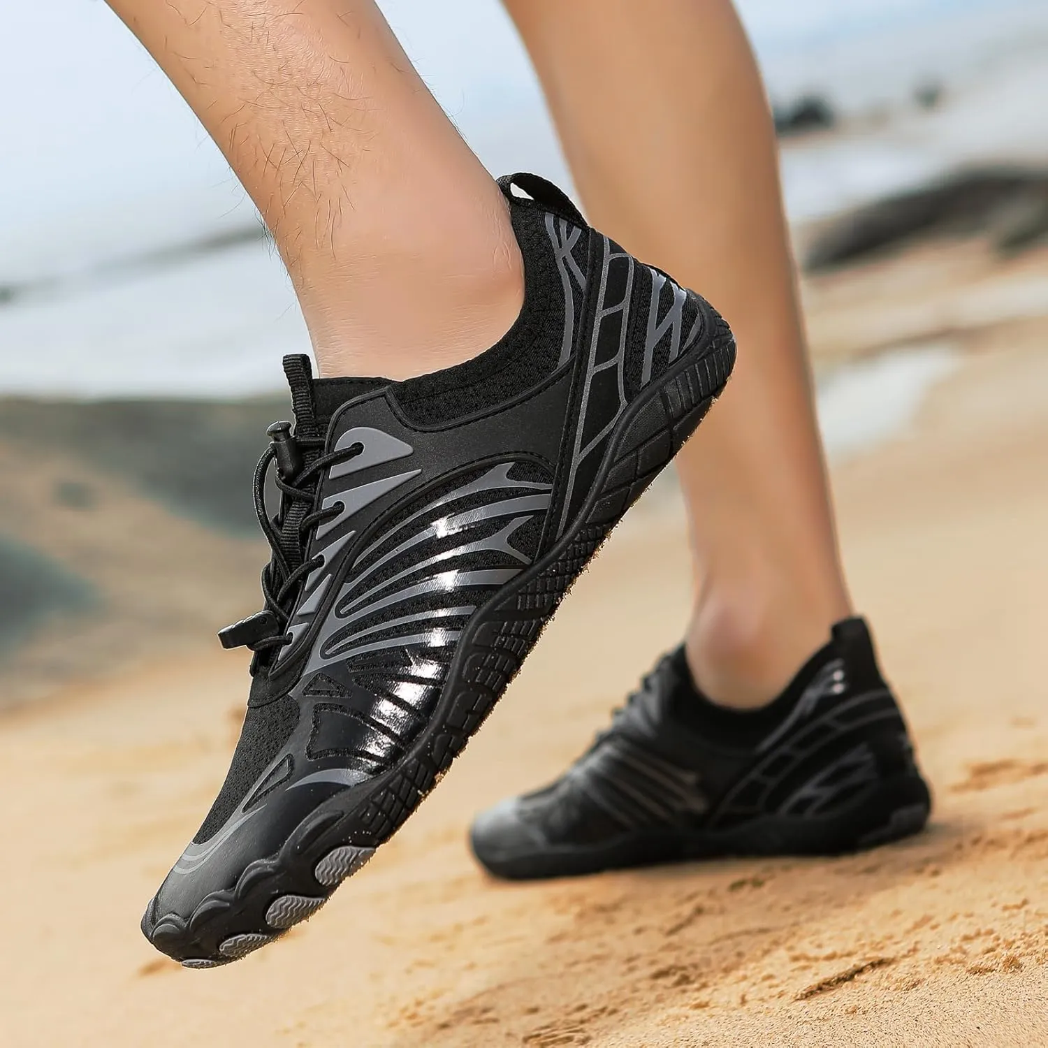 Hiking Footwear Barefoot Mens Shoes, Healthy Non Slip Unisex Pro Shoes with Wide Toe Box for Men, Outdoor Lightweight Breathable Hike Grounded Sneakers, Water Beach Surf Walk Yoga