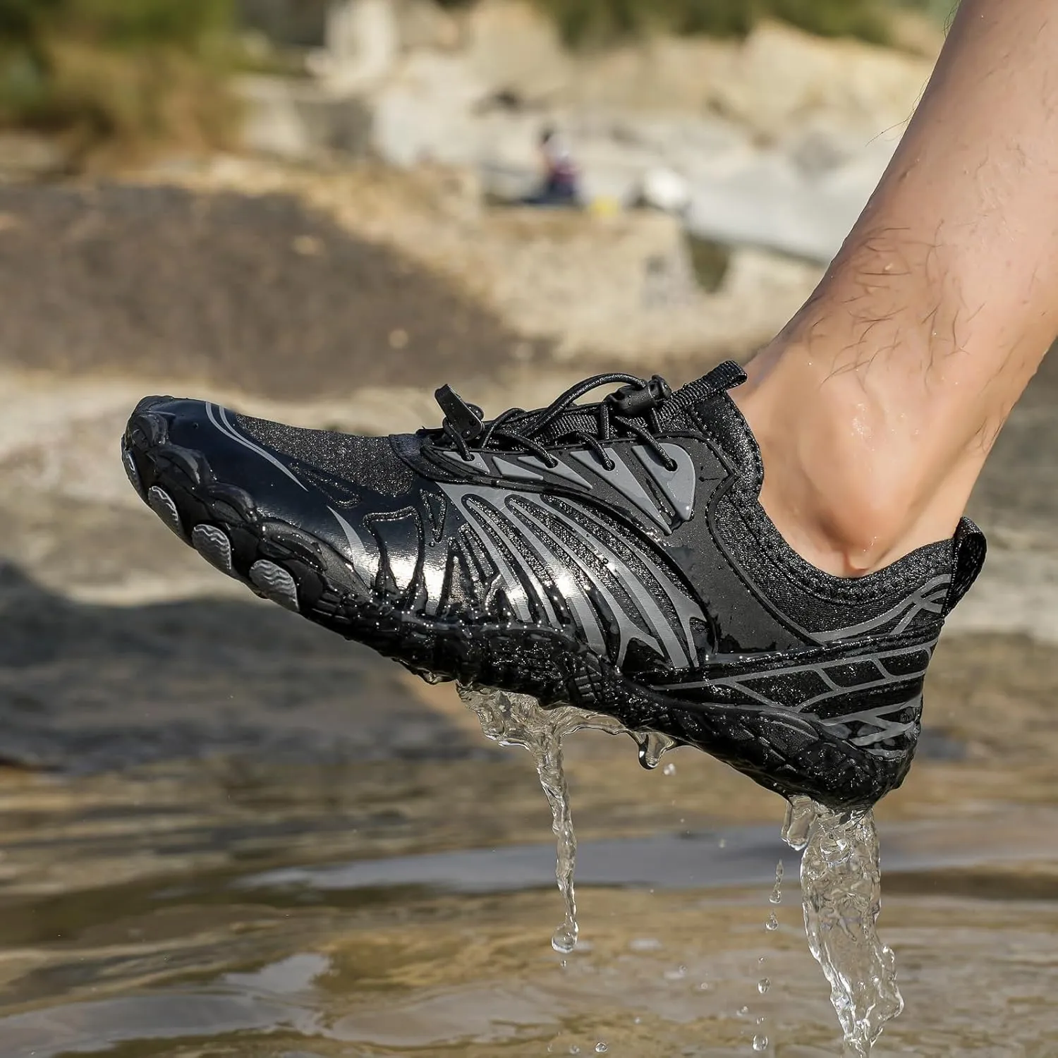 Hiking Footwear Barefoot Mens Shoes, Healthy Non Slip Unisex Pro Shoes with Wide Toe Box for Men, Outdoor Lightweight Breathable Hike Grounded Sneakers, Water Beach Surf Walk Yoga