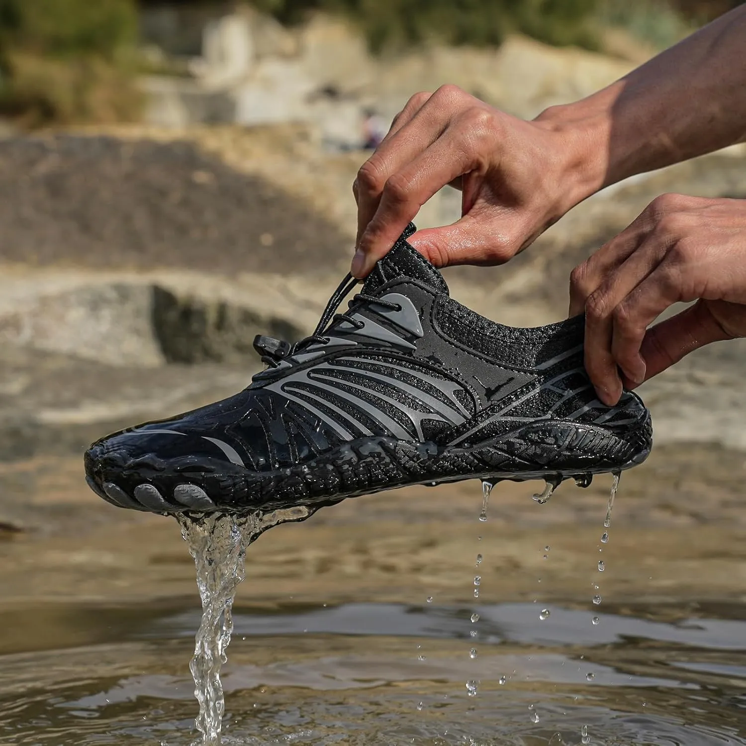 Hiking Footwear Barefoot Mens Shoes, Healthy Non Slip Unisex Pro Shoes with Wide Toe Box for Men, Outdoor Lightweight Breathable Hike Grounded Sneakers, Water Beach Surf Walk Yoga