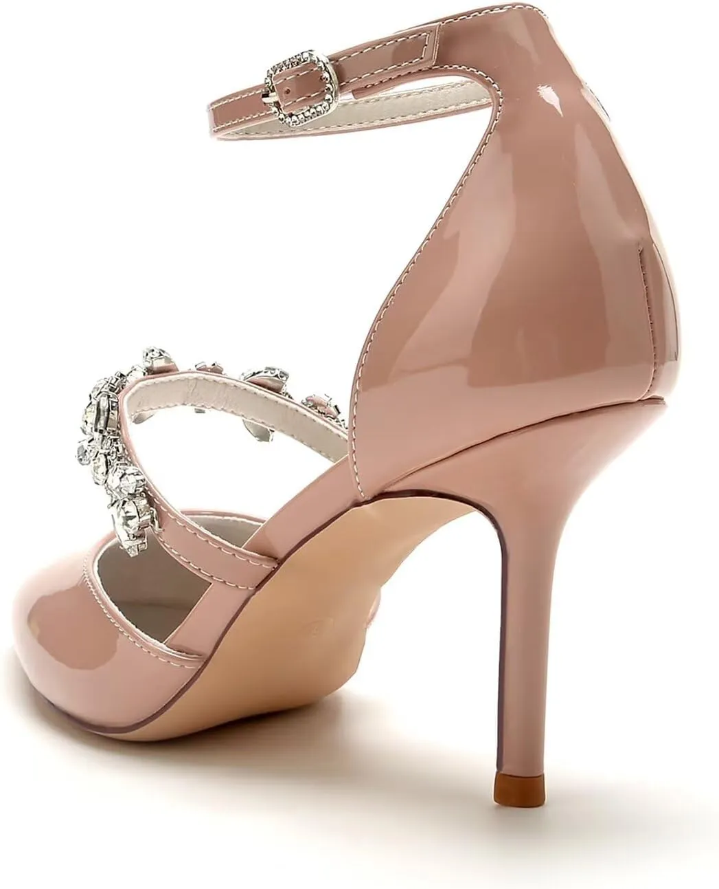 HNVAVQ Women Pointed Toe High Heels Stiletto Court Shoes Ankle Strap Leather Wedding Party Bridal Shoes Pumps